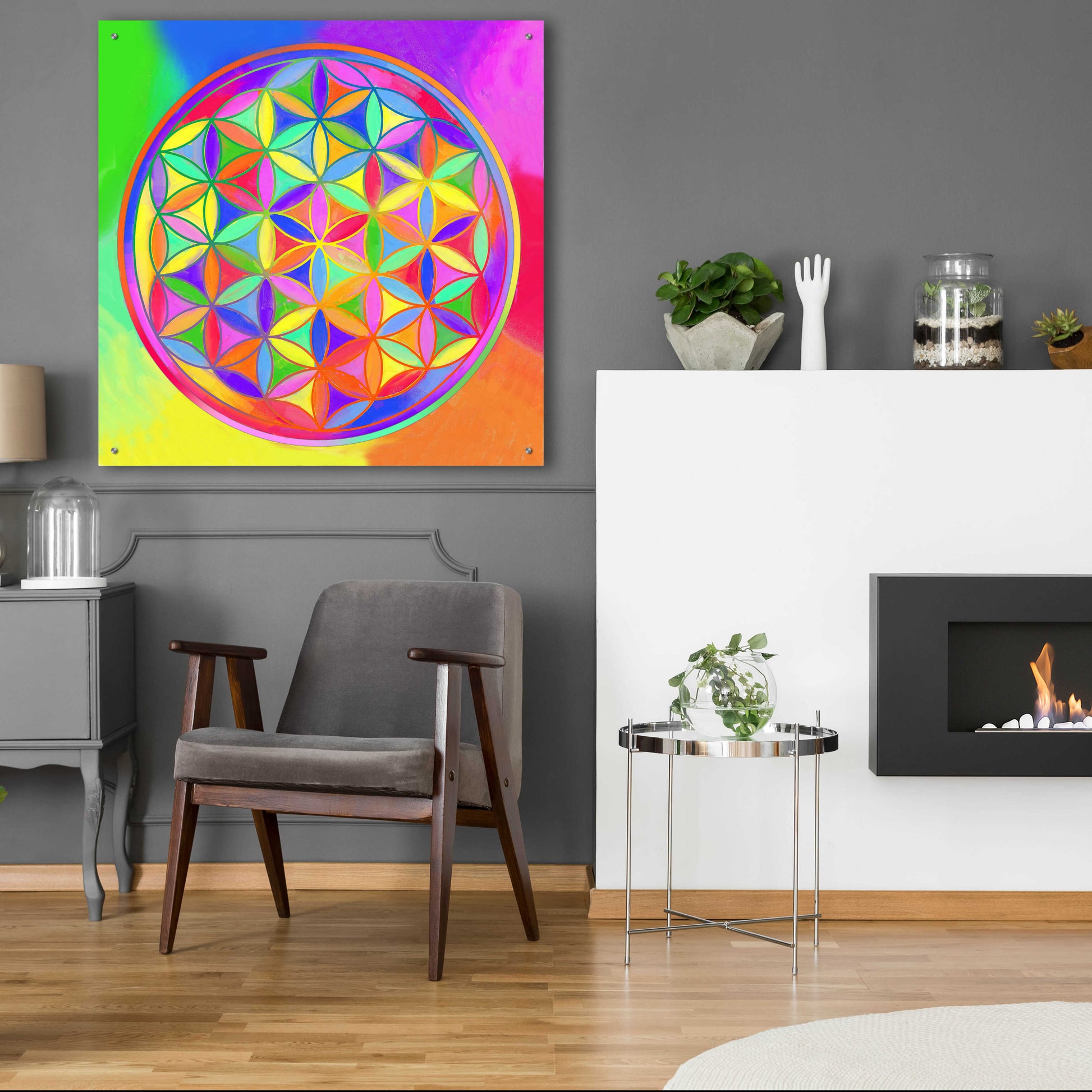 Epic Art 'Sacred Geo Flower of Life' by Howie Green, Acrylic Glass Wall Art,36x36