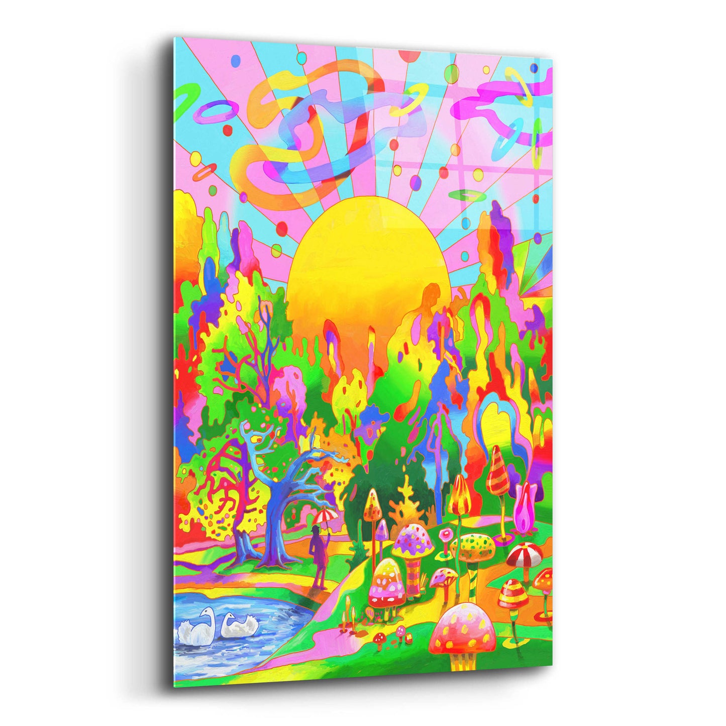 Epic Art 'Swan Park Sunrise' by Howie Green, Acrylic Glass Wall Art,12x16