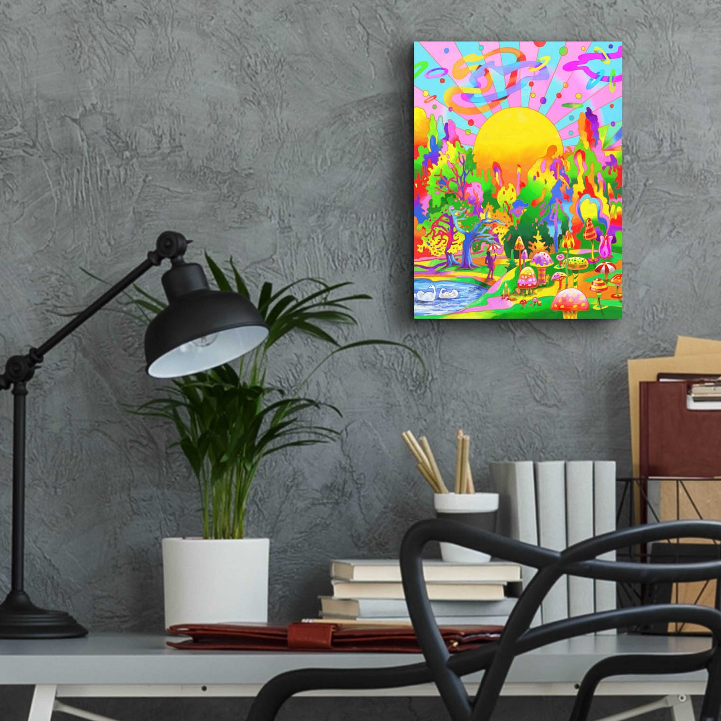 Epic Art 'Swan Park Sunrise' by Howie Green, Acrylic Glass Wall Art,12x16