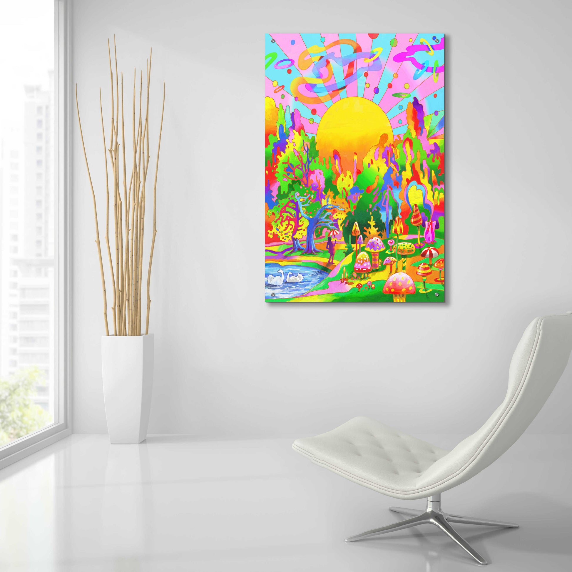 Epic Art 'Swan Park Sunrise' by Howie Green, Acrylic Glass Wall Art,24x36