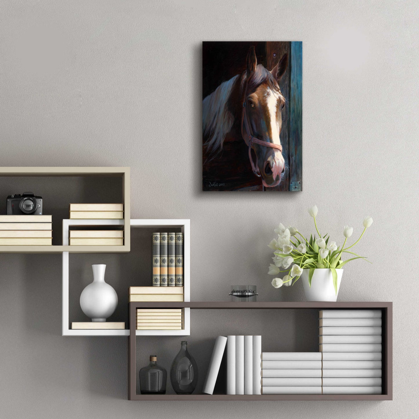 Epic Art 'Dark Horse' by Julie Bel, Acrylic Glass Wall Art,16x24