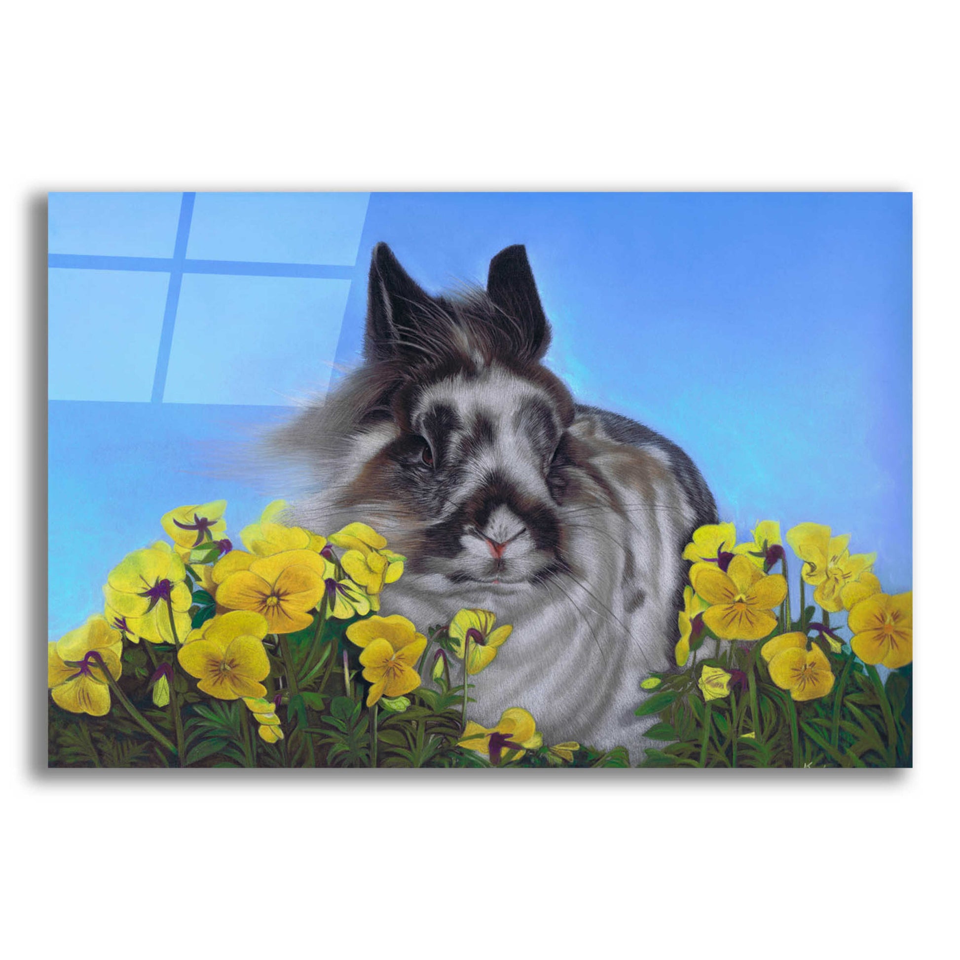 Epic Art 'Flower Power Bunny' by Karie-Ann Cooper, Acrylic Glass Wall Art,16x12