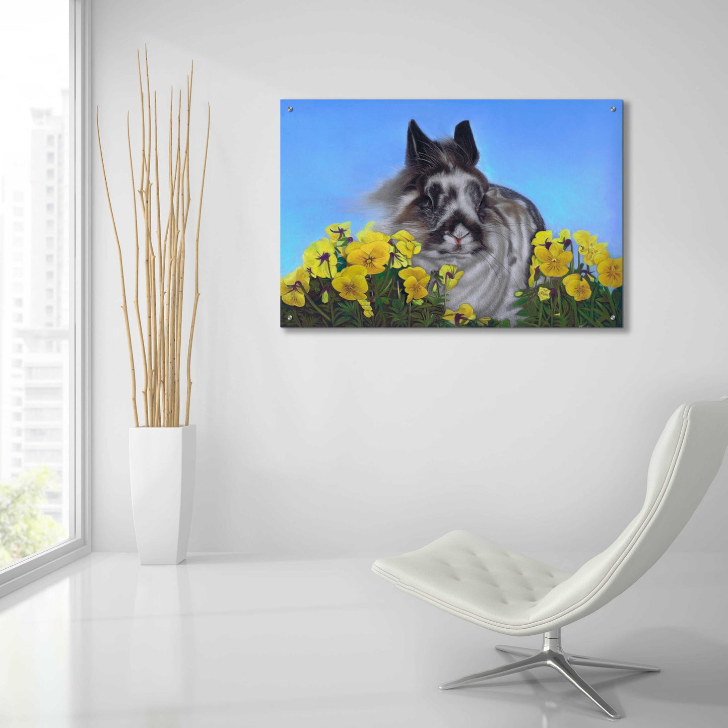 Epic Art 'Flower Power Bunny' by Karie-Ann Cooper, Acrylic Glass Wall Art,36x24