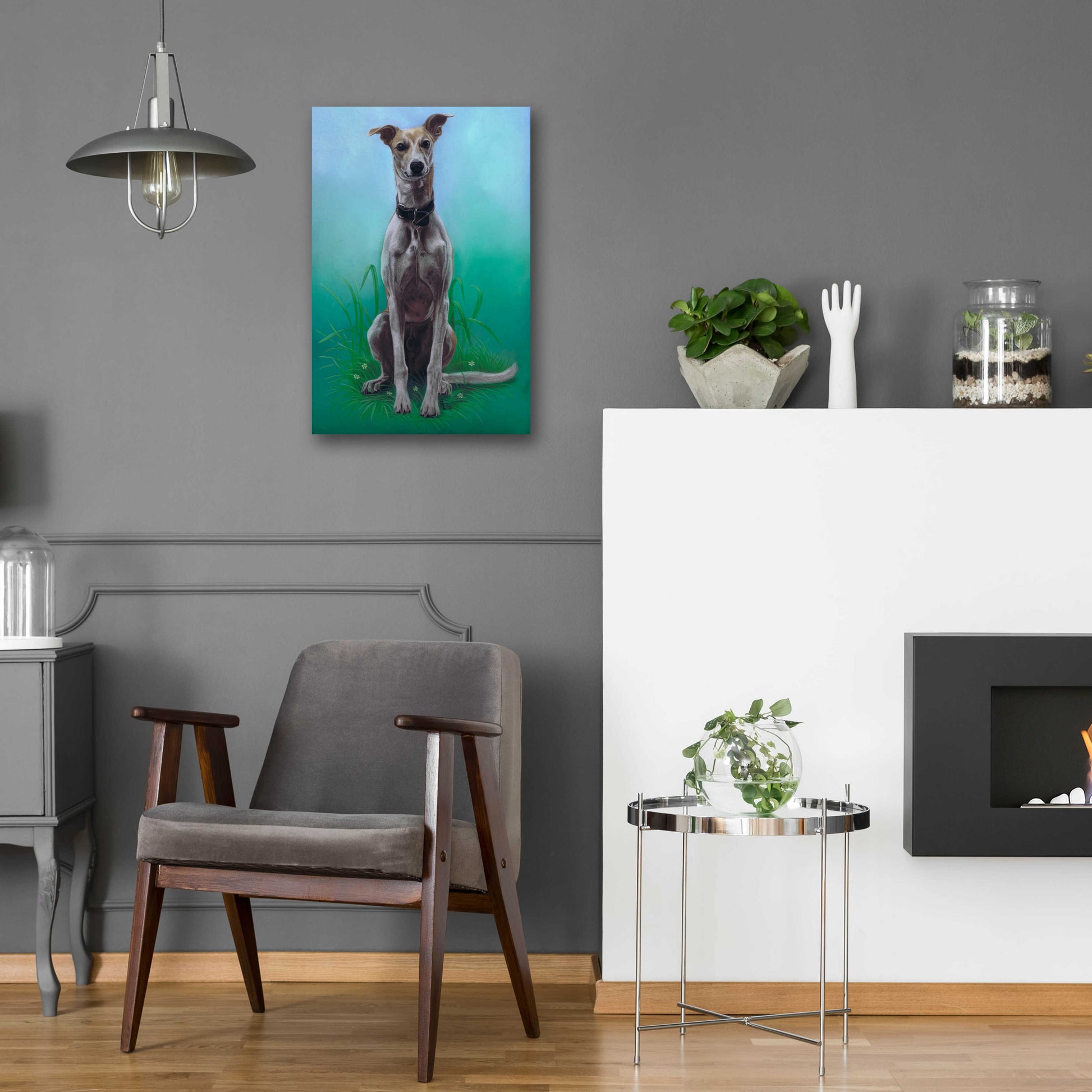 Epic Art 'Lurcher Jaeger' by Karie-Ann Cooper, Acrylic Glass Wall Art,16x24