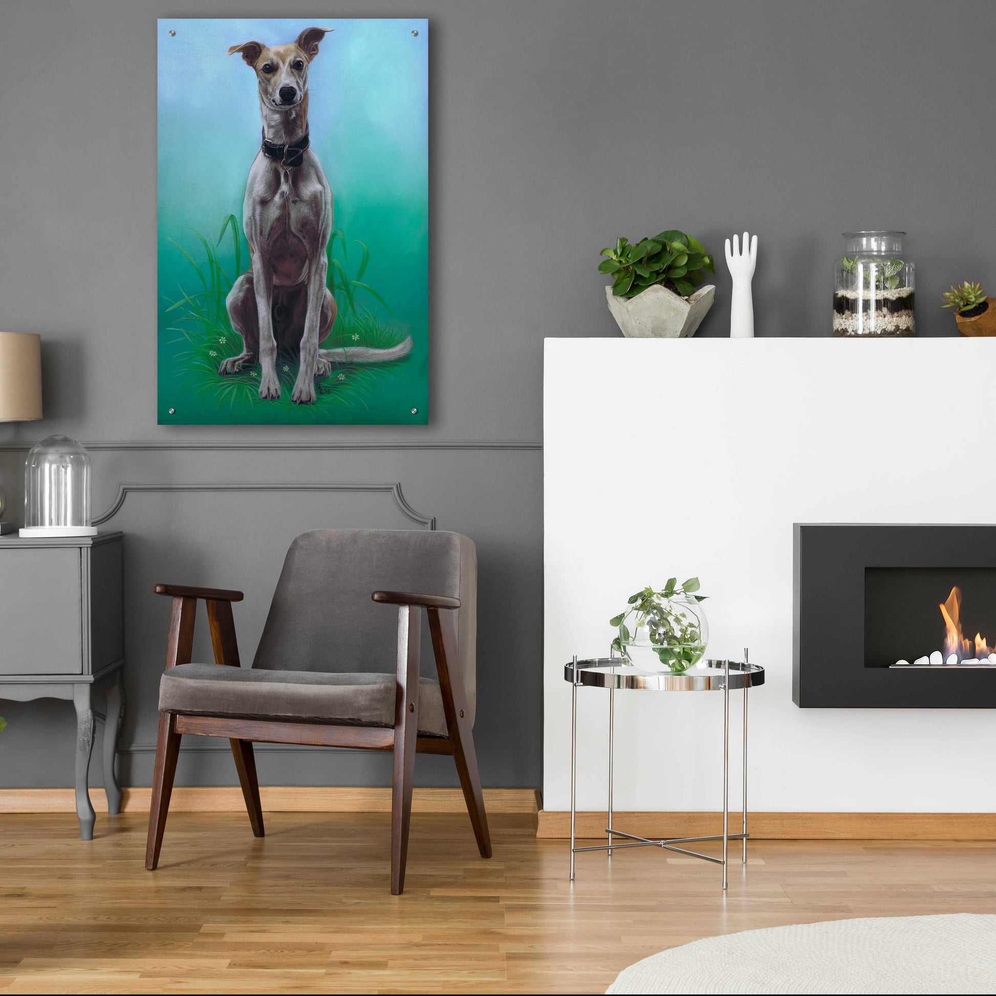 Epic Art 'Lurcher Jaeger' by Karie-Ann Cooper, Acrylic Glass Wall Art,24x36