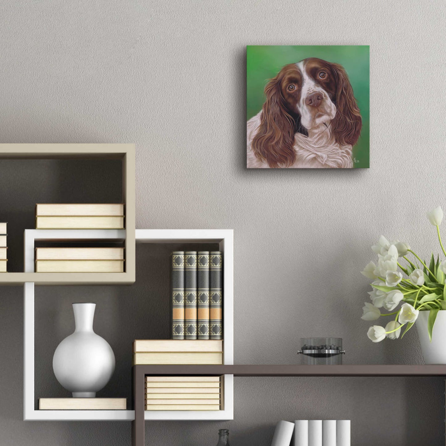 Epic Art 'Springer Spaniel Fleck' by Karie-Ann Cooper, Acrylic Glass Wall Art,12x12