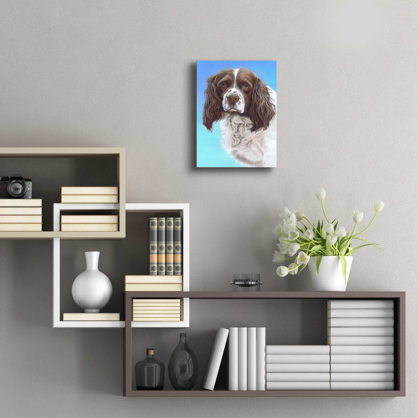 Epic Art 'Sprinter Spaniel Zac' by Karie-Ann Cooper, Acrylic Glass Wall Art,12x16