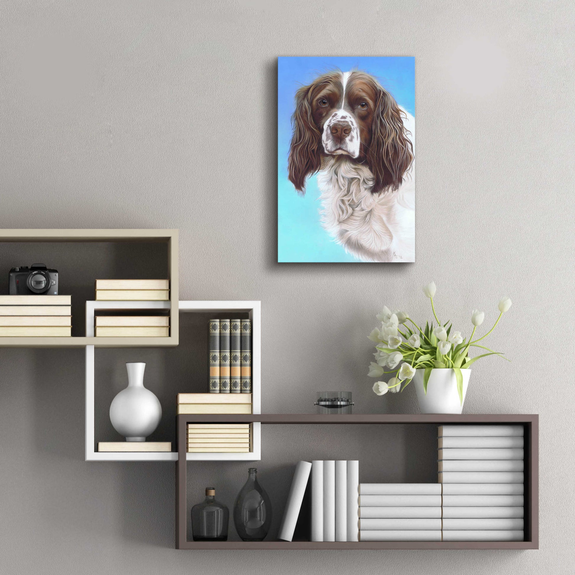 Epic Art 'Sprinter Spaniel Zac' by Karie-Ann Cooper, Acrylic Glass Wall Art,16x24