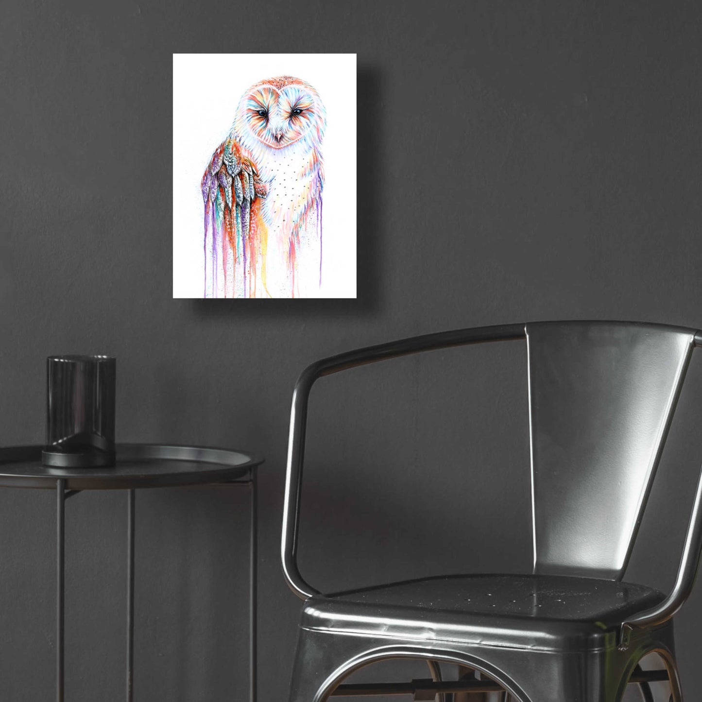 Epic Art 'Barred Rainbow Owl' by Michelle Faber, Acrylic Glass Wall Art,12x16