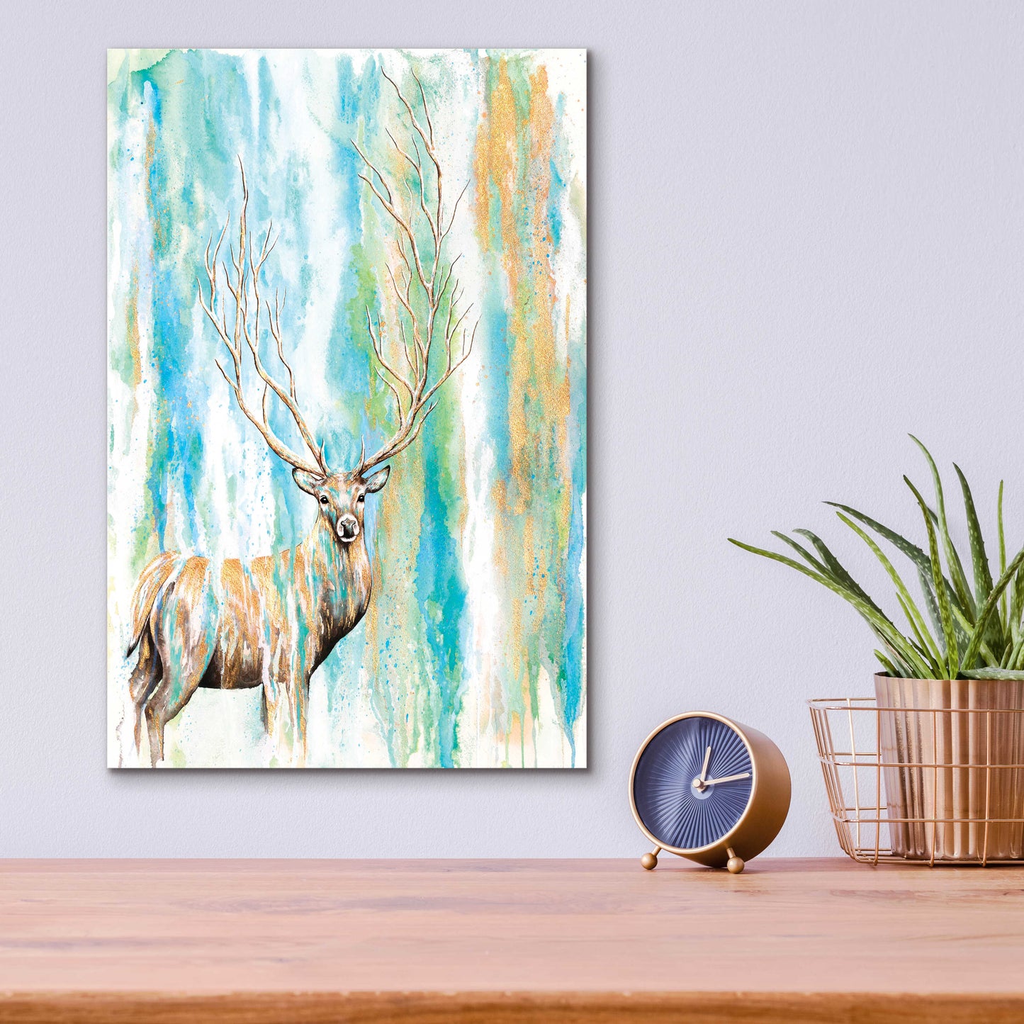 Epic Art 'Deer Tree' by Michelle Faber, Acrylic Glass Wall Art,12x16