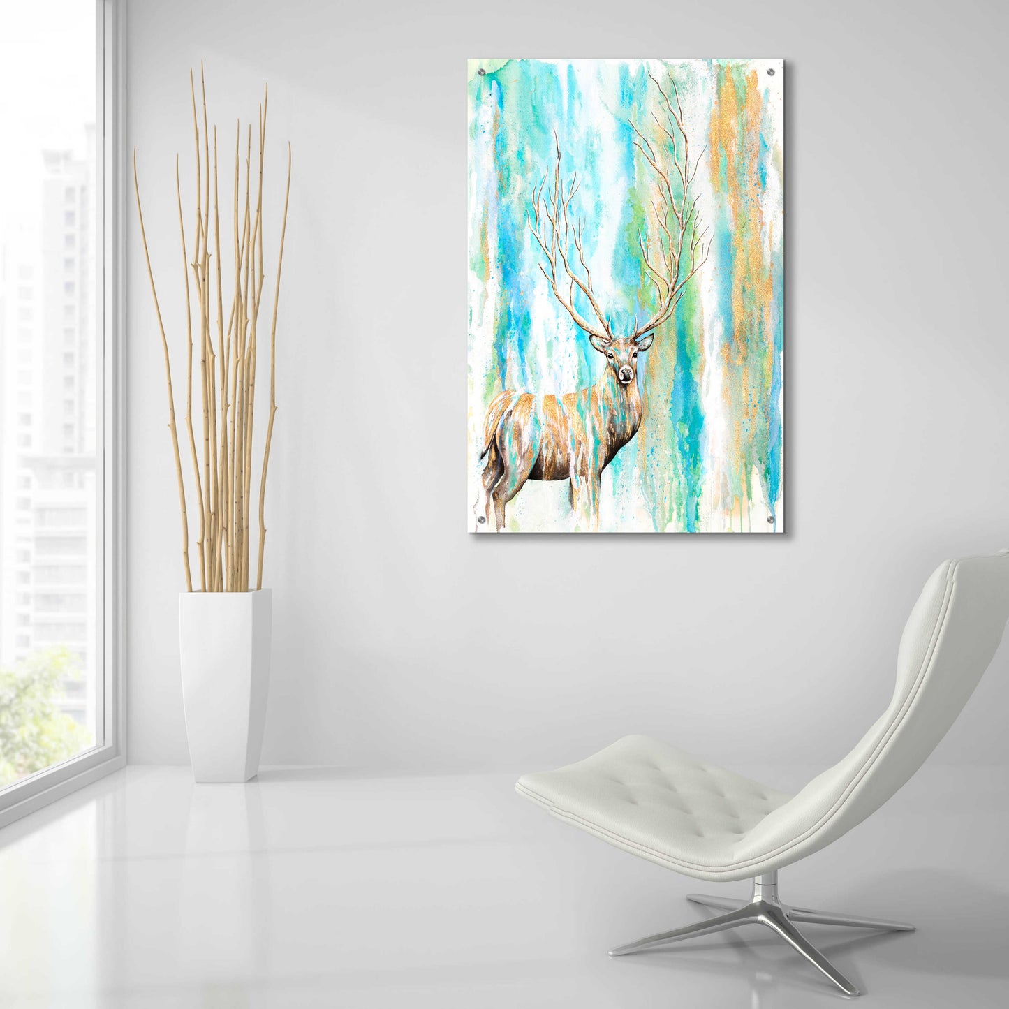 Epic Art 'Deer Tree' by Michelle Faber, Acrylic Glass Wall Art,24x36