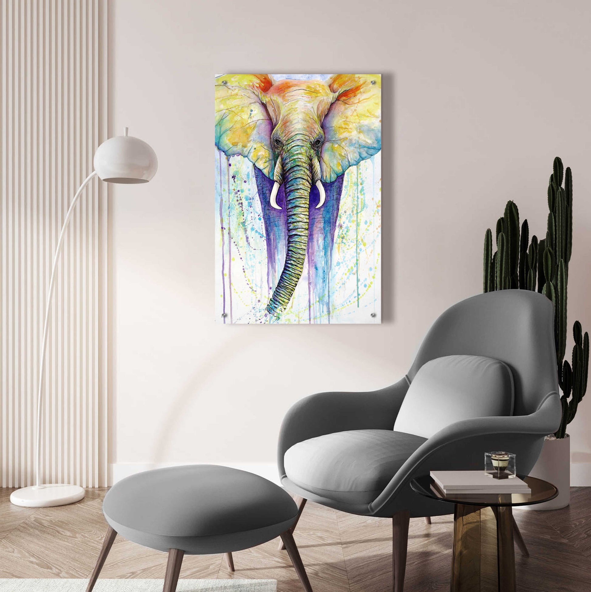 Epic Art 'Elephant Colors' by Michelle Faber, Acrylic Glass Wall Art,24x36