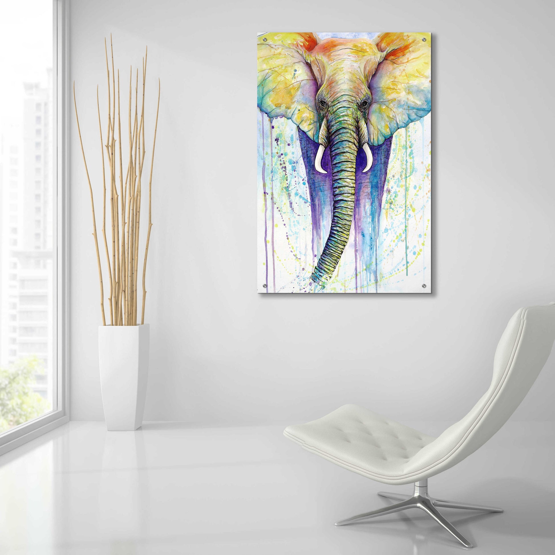 Epic Art 'Elephant Colors' by Michelle Faber, Acrylic Glass Wall Art,24x36