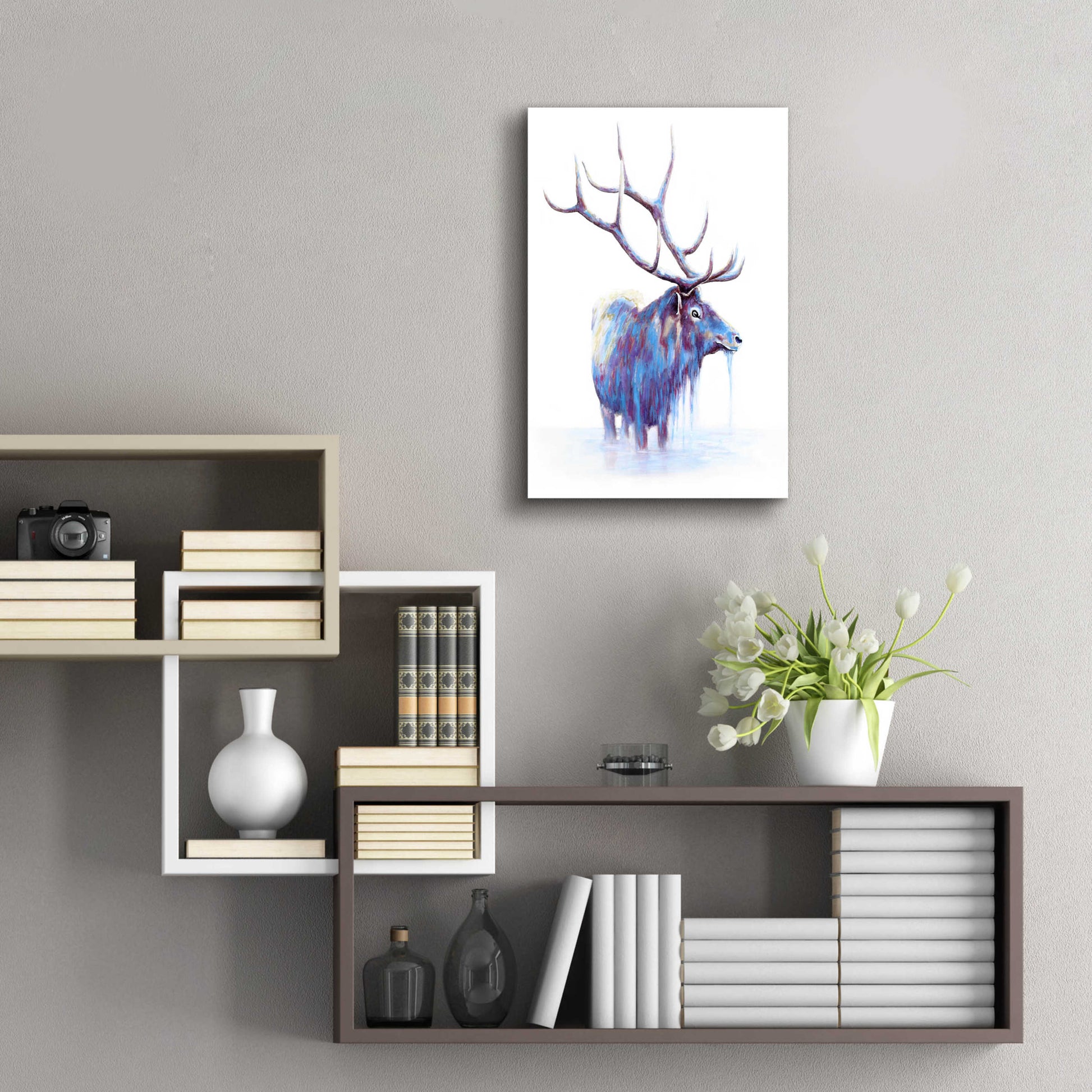 Epic Art 'Elk in Water' by Michelle Faber, Acrylic Glass Wall Art,16x24