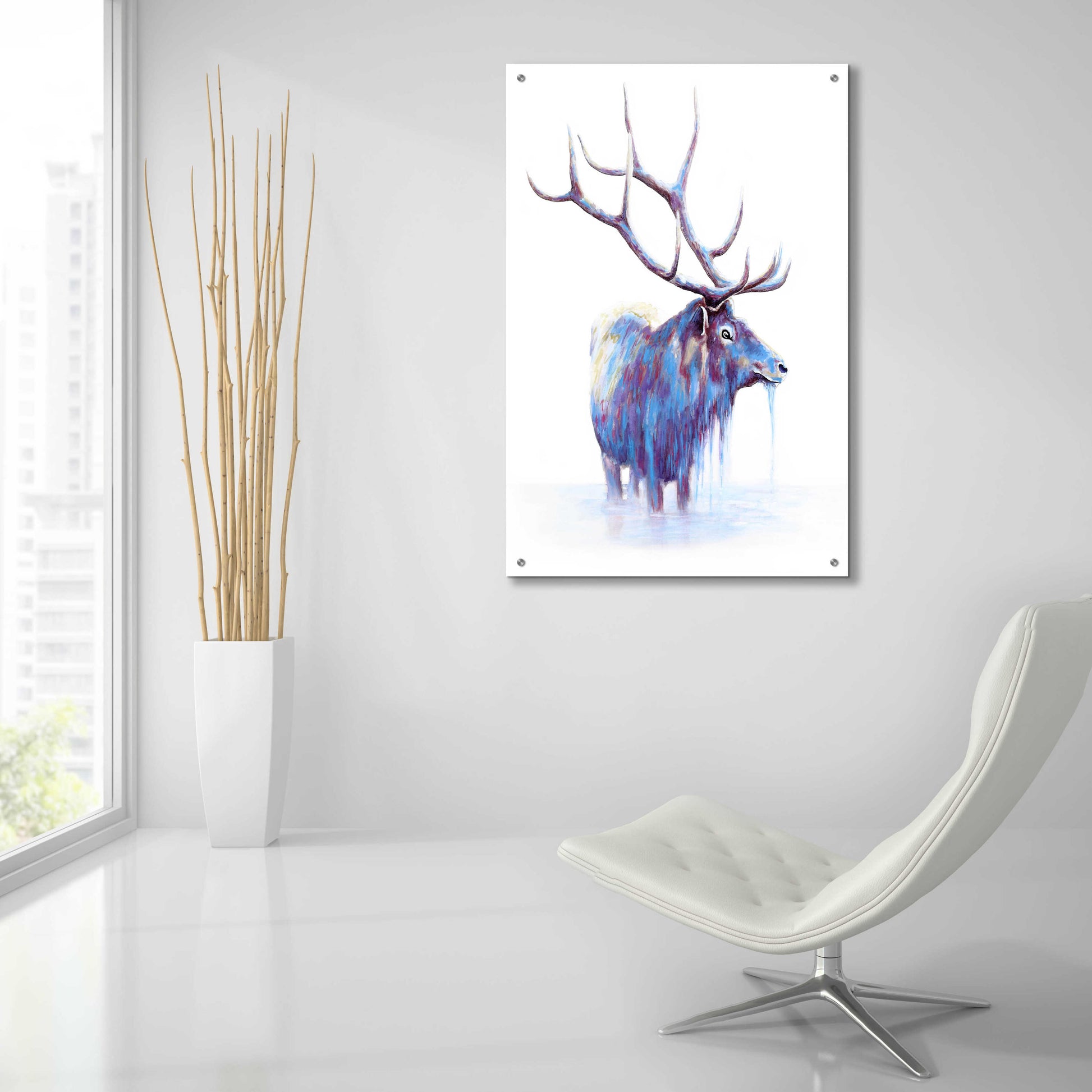 Epic Art 'Elk in Water' by Michelle Faber, Acrylic Glass Wall Art,24x36