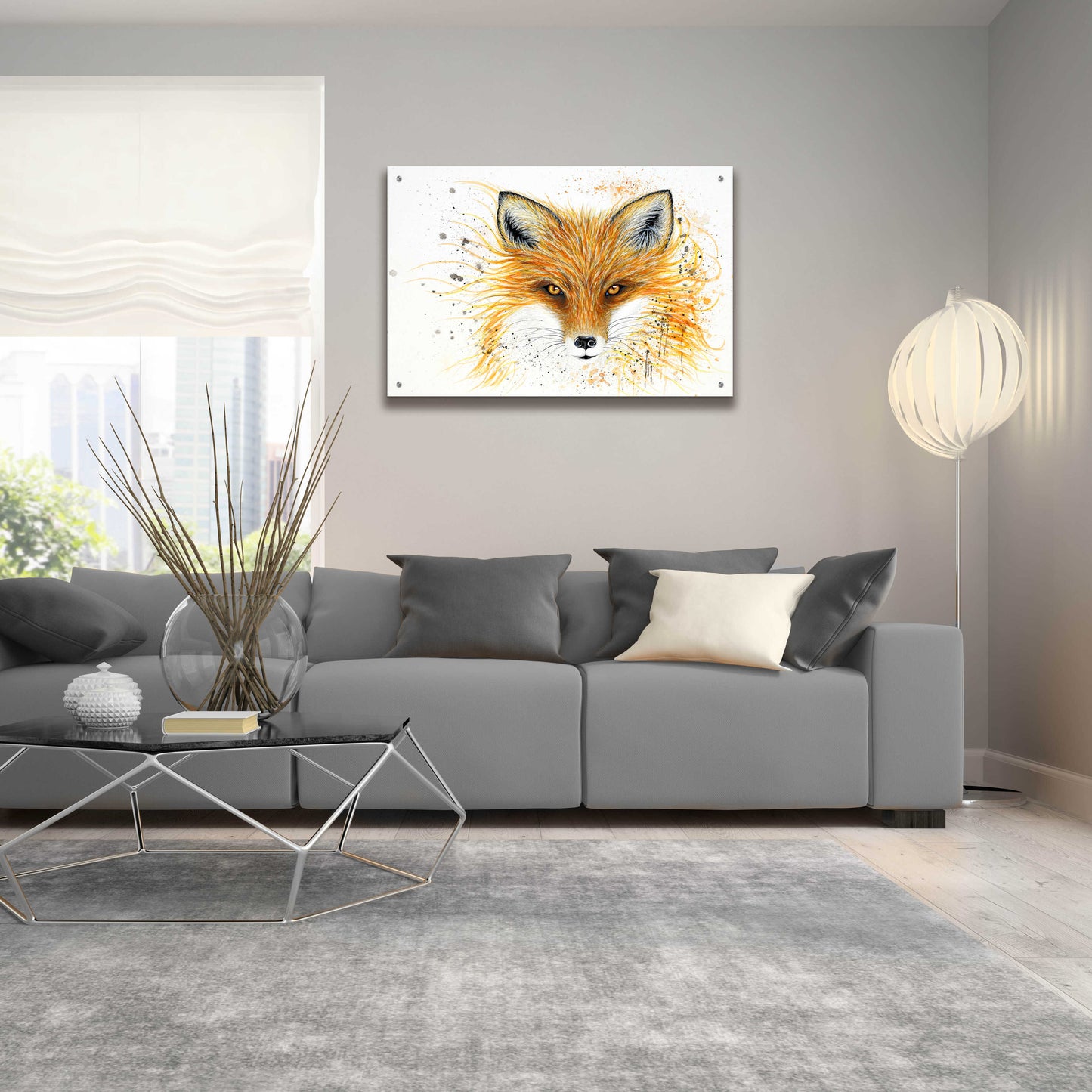 Epic Art 'Fox Fire' by Michelle Faber, Acrylic Glass Wall Art,36x24