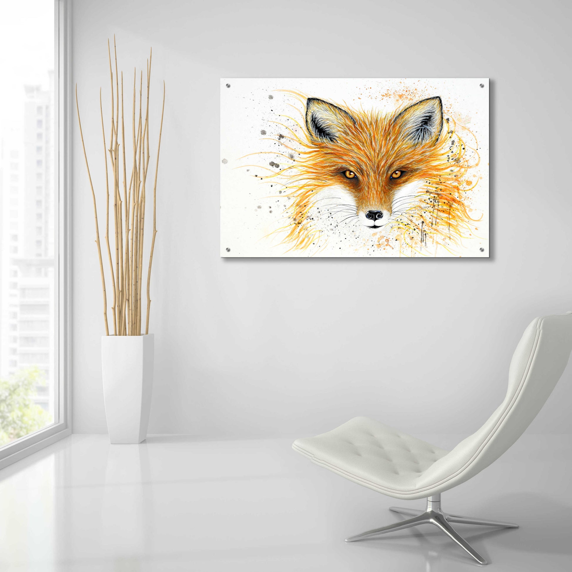 Epic Art 'Fox Fire' by Michelle Faber, Acrylic Glass Wall Art,36x24