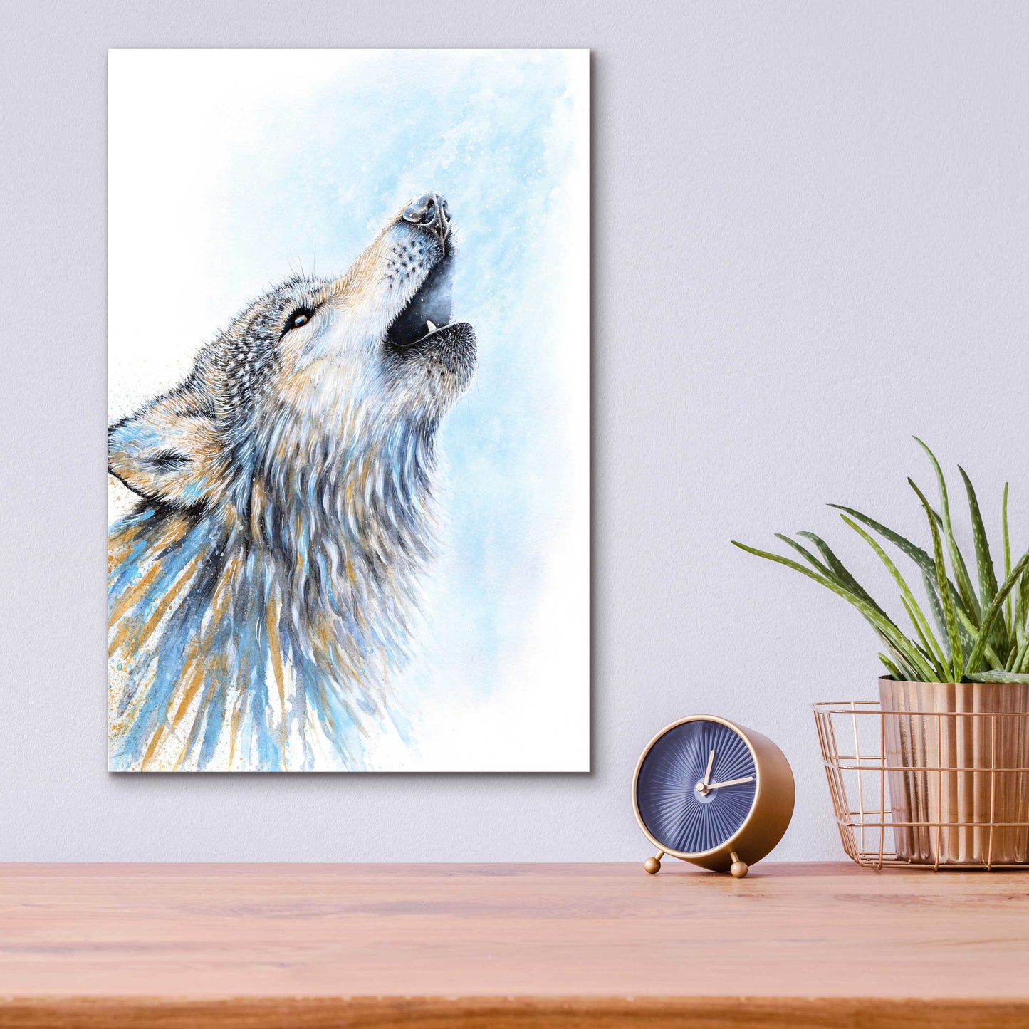 Epic Art 'Howling Wolf' by Michelle Faber, Acrylic Glass Wall Art,12x16