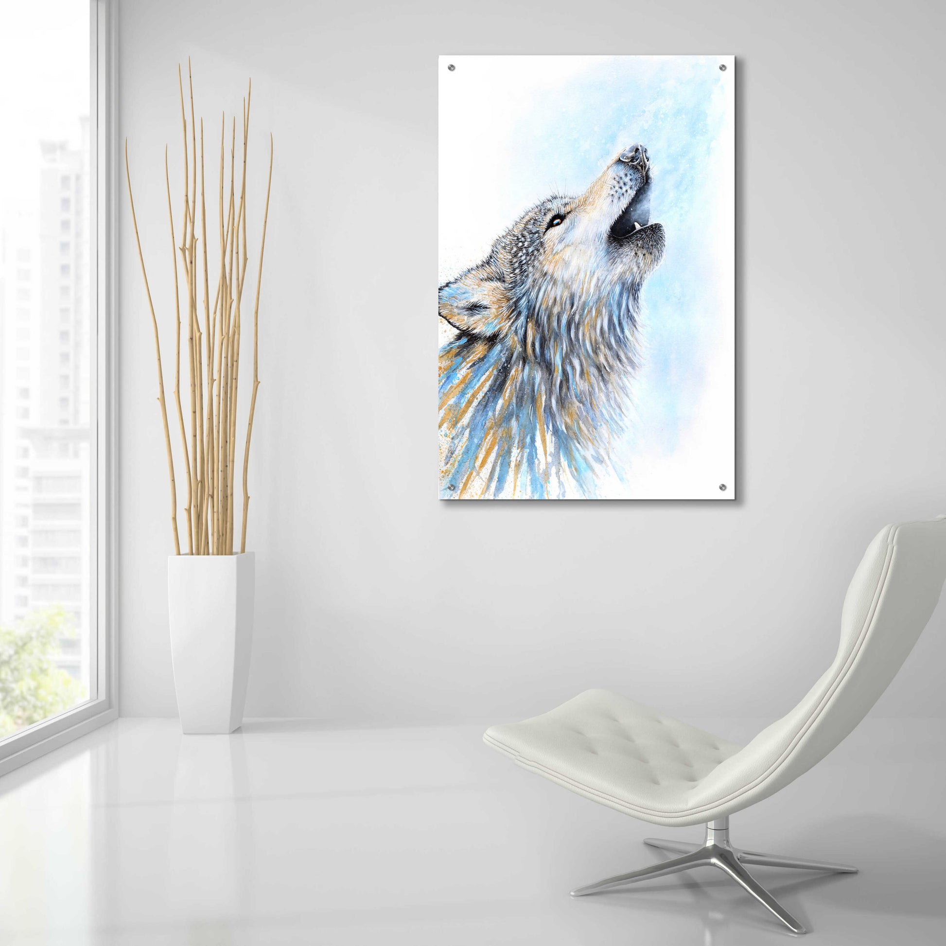 Epic Art 'Howling Wolf' by Michelle Faber, Acrylic Glass Wall Art,24x36