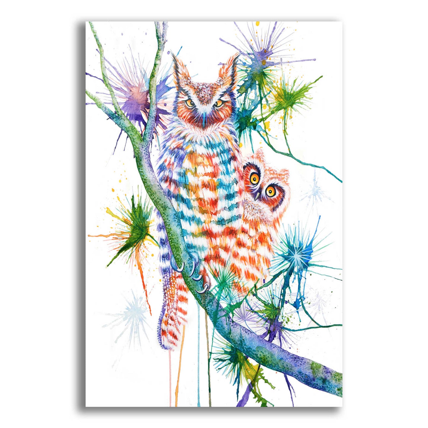 Epic Art 'Momma and Baby Owl' by Michelle Faber, Acrylic Glass Wall Art,12x16