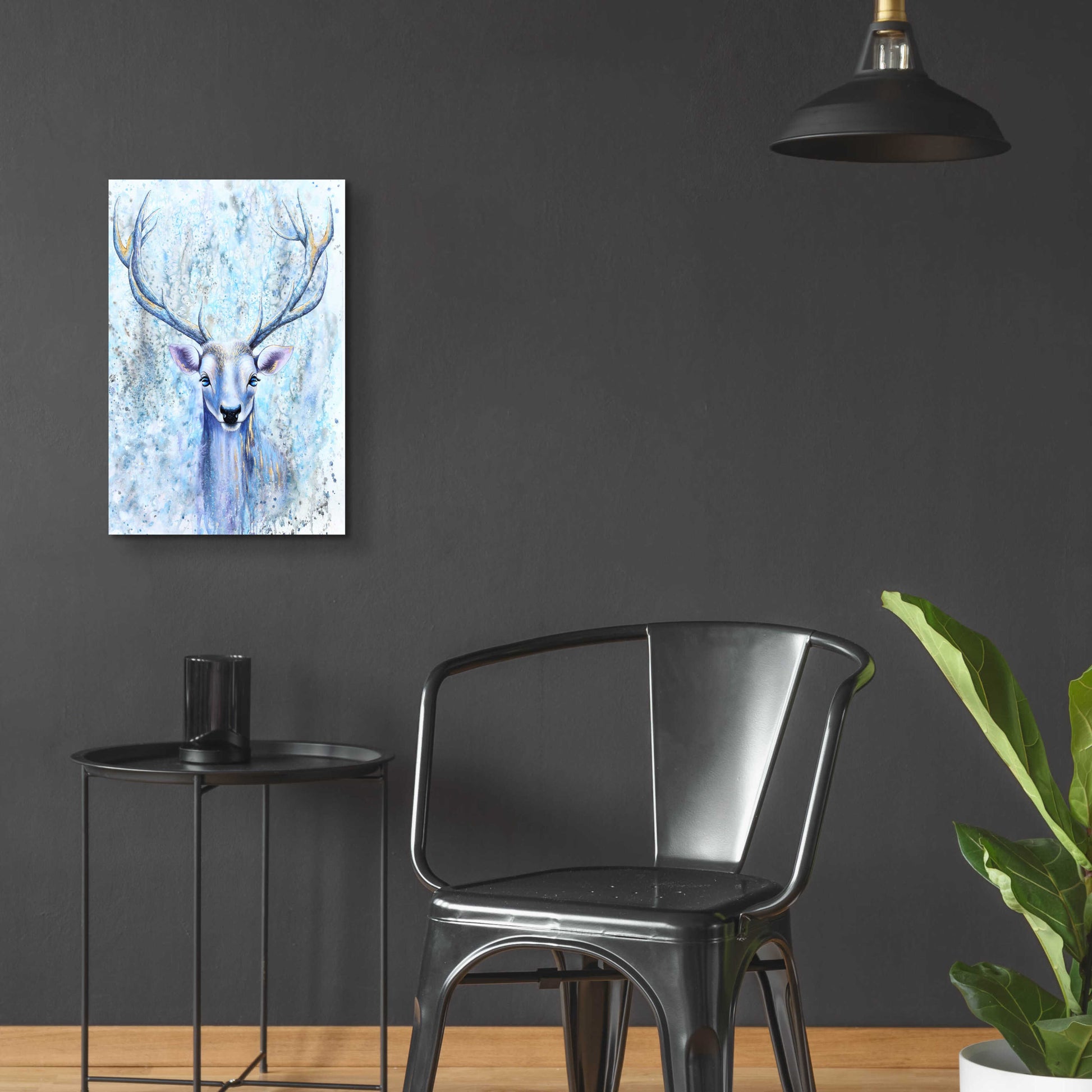 Epic Art 'Blue Spirit Deer' by Michelle Faber, Acrylic Glass Wall Art,16x24