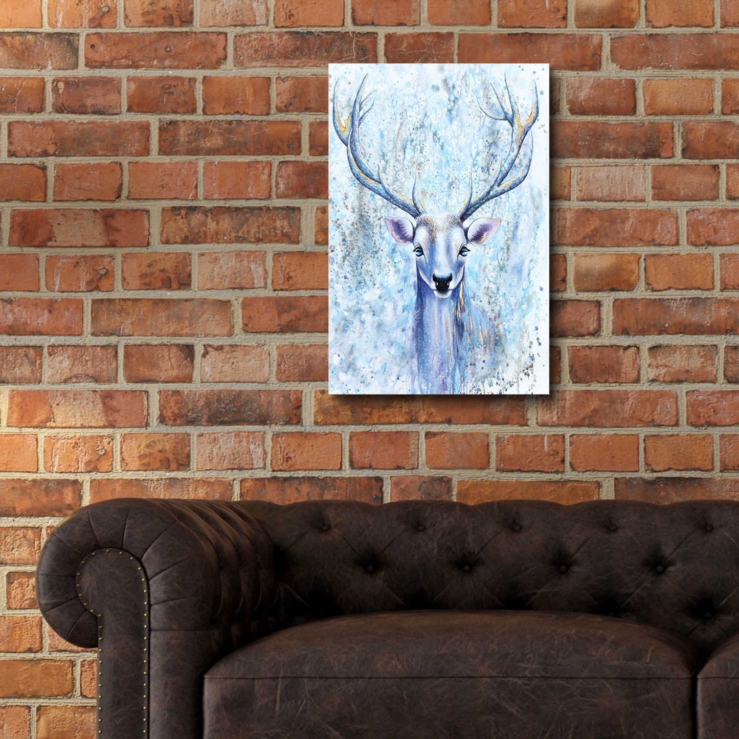 Epic Art 'Blue Spirit Deer' by Michelle Faber, Acrylic Glass Wall Art,16x24