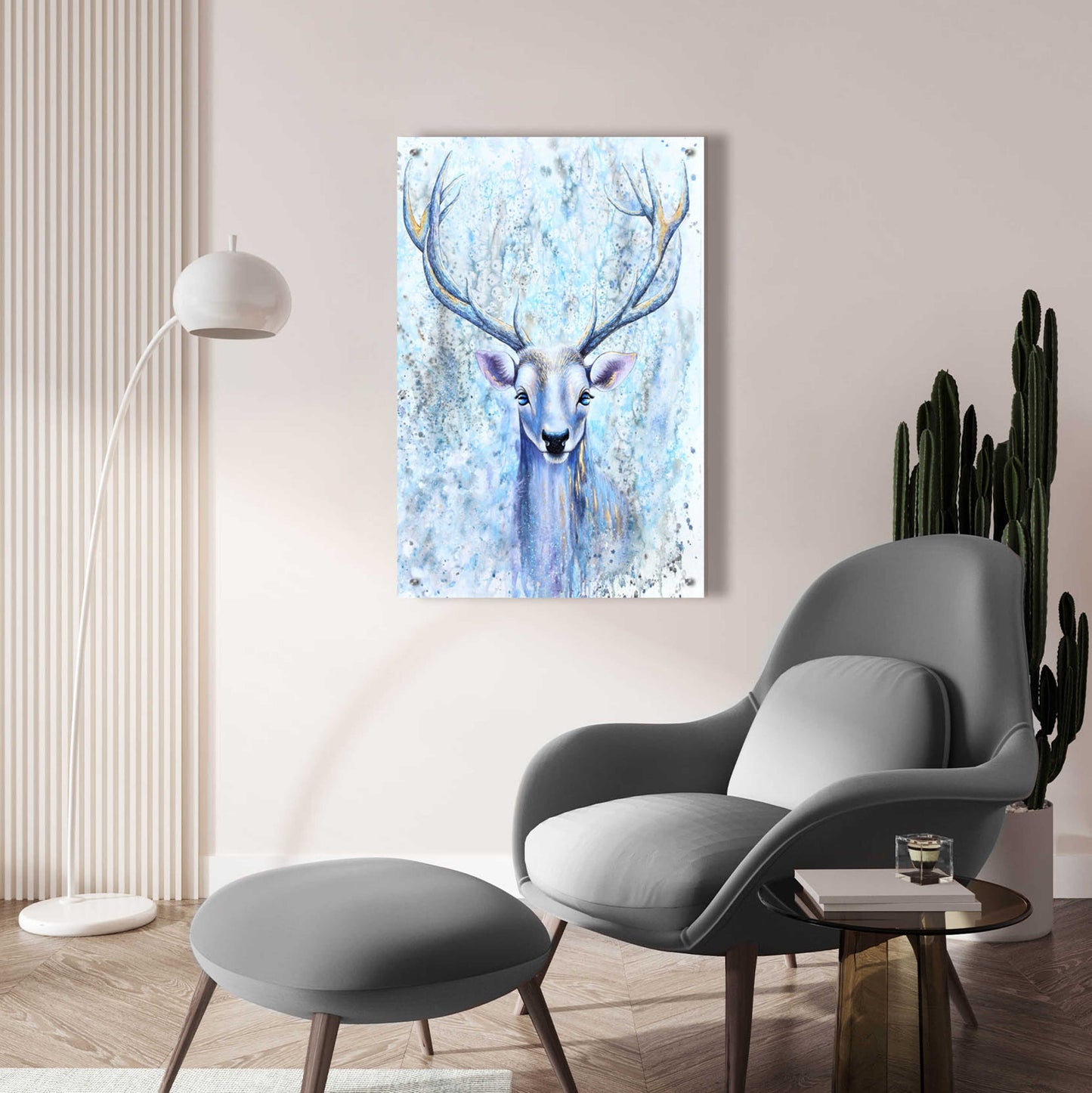 Epic Art 'Blue Spirit Deer' by Michelle Faber, Acrylic Glass Wall Art,24x36