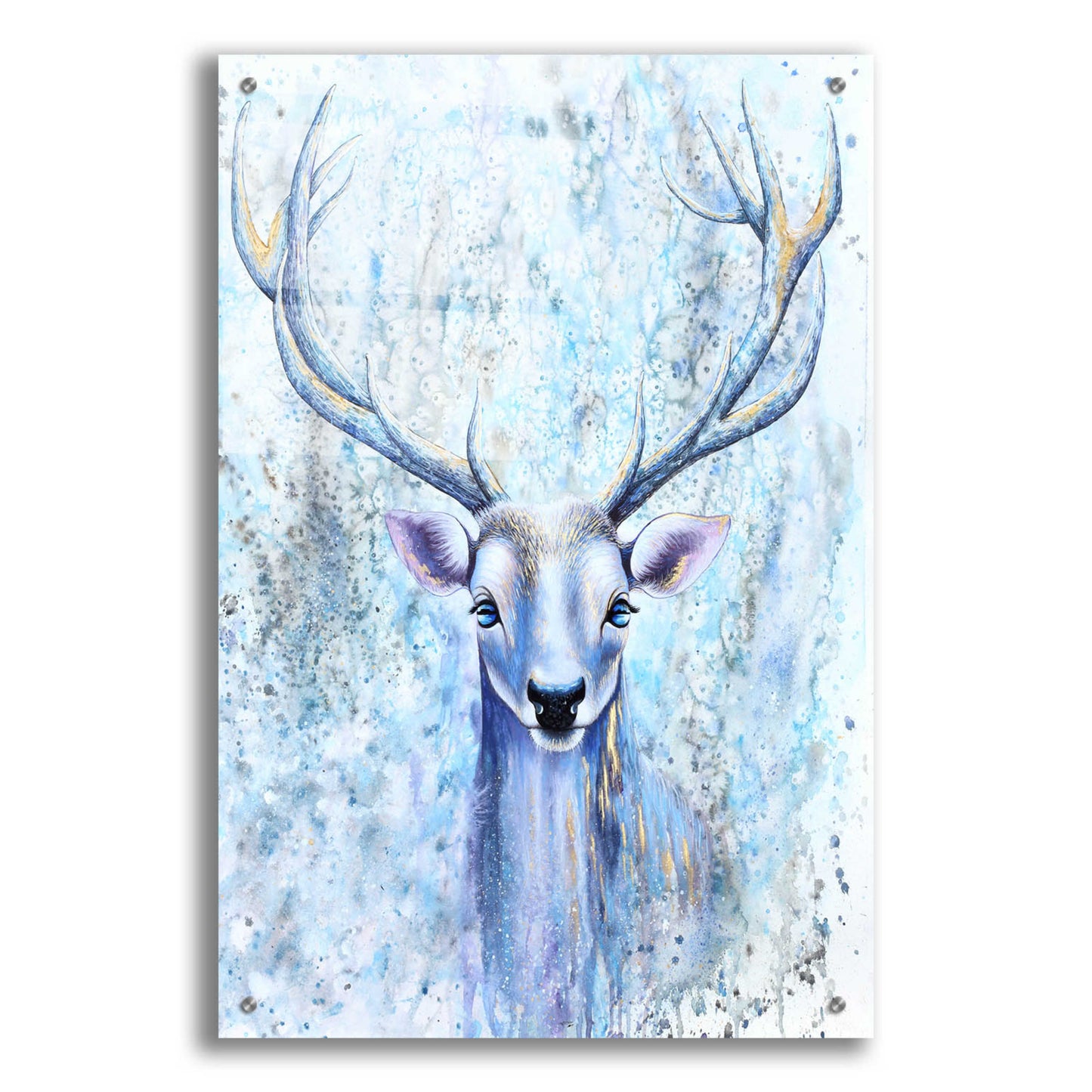 Epic Art 'Blue Spirit Deer' by Michelle Faber, Acrylic Glass Wall Art,24x36