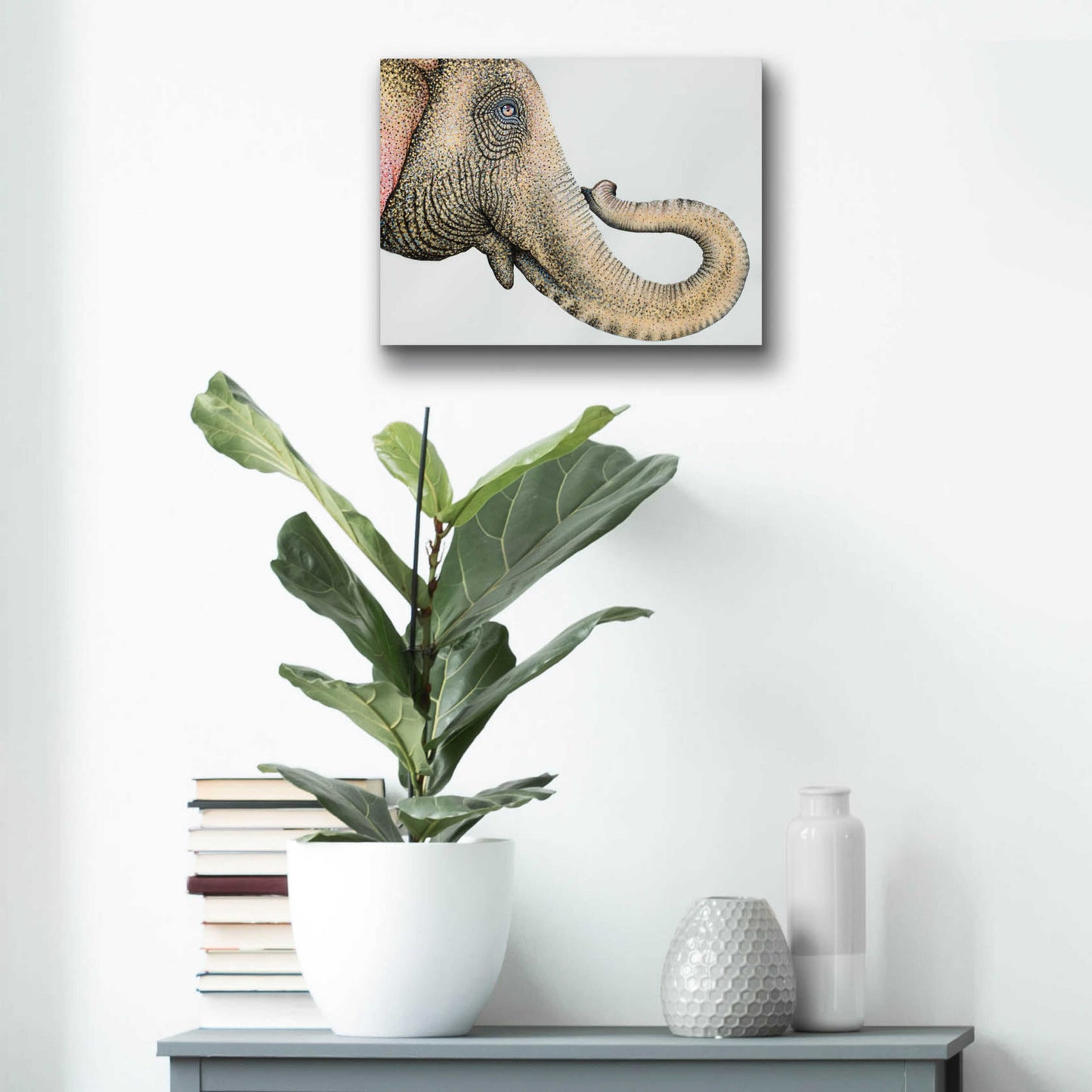 Epic Art 'Spotted Asian Elephant 2' by Michelle Faber, Acrylic Glass Wall Art,16x12