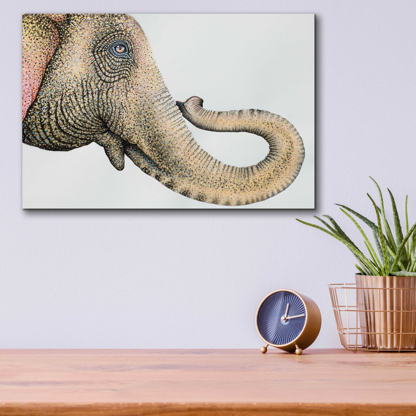 Epic Art 'Spotted Asian Elephant 2' by Michelle Faber, Acrylic Glass Wall Art,16x12