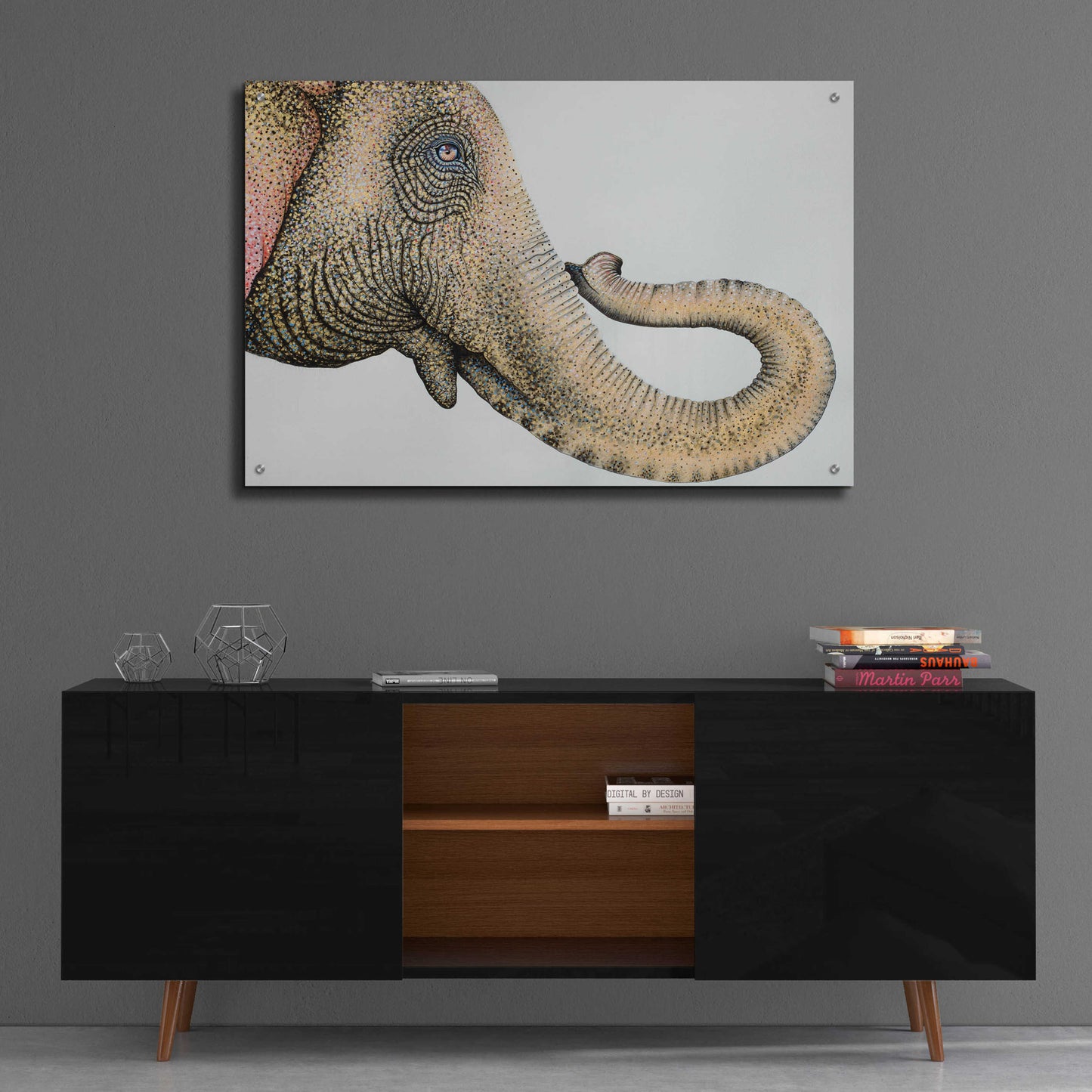 Epic Art 'Spotted Asian Elephant 2' by Michelle Faber, Acrylic Glass Wall Art,36x24