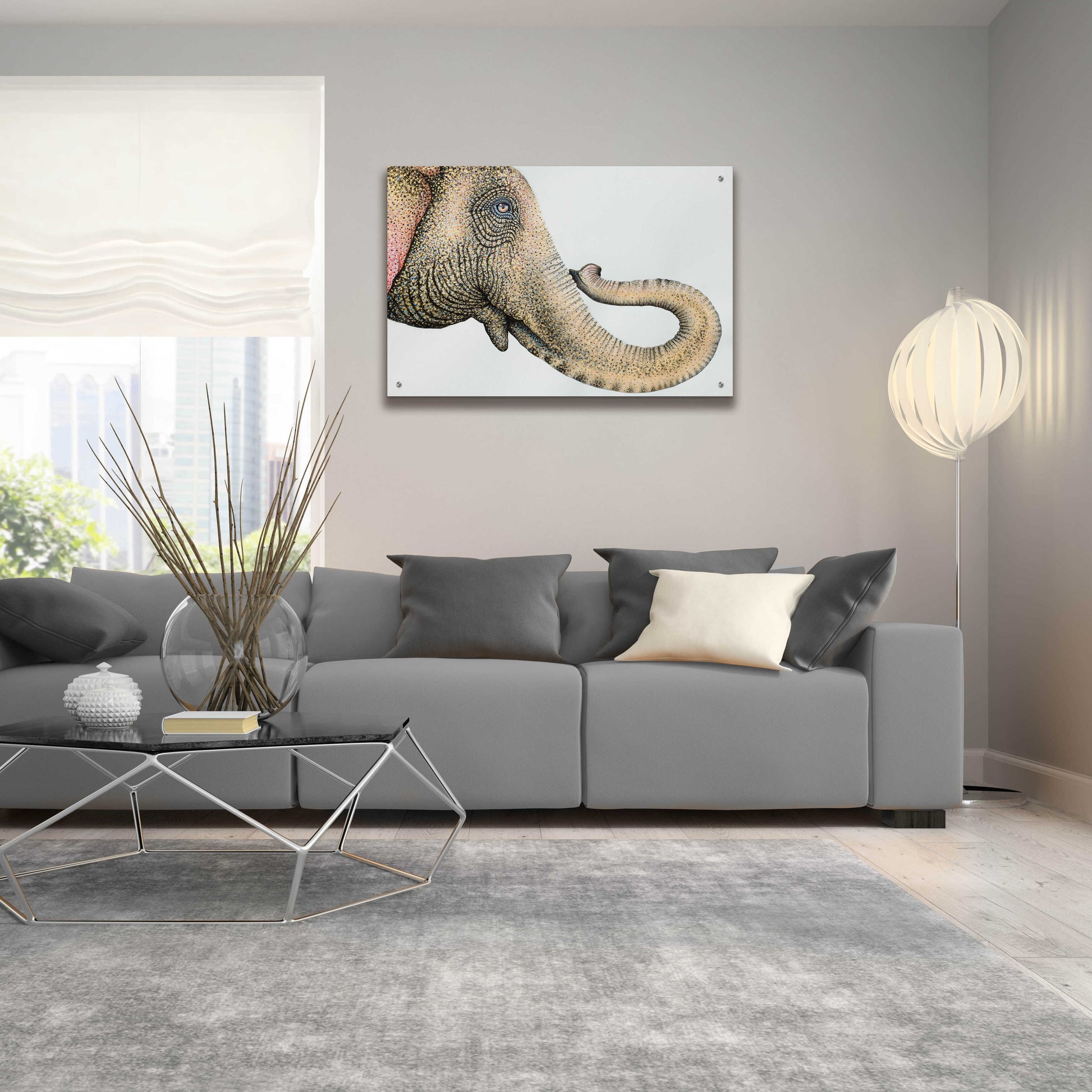 Luxe Metal Art 'Spotted Asian Elephant 2' by Miche Spotted Asian Elephant 2 by - Graphic Art on Dakota Fields Size: 36 W x 24 H