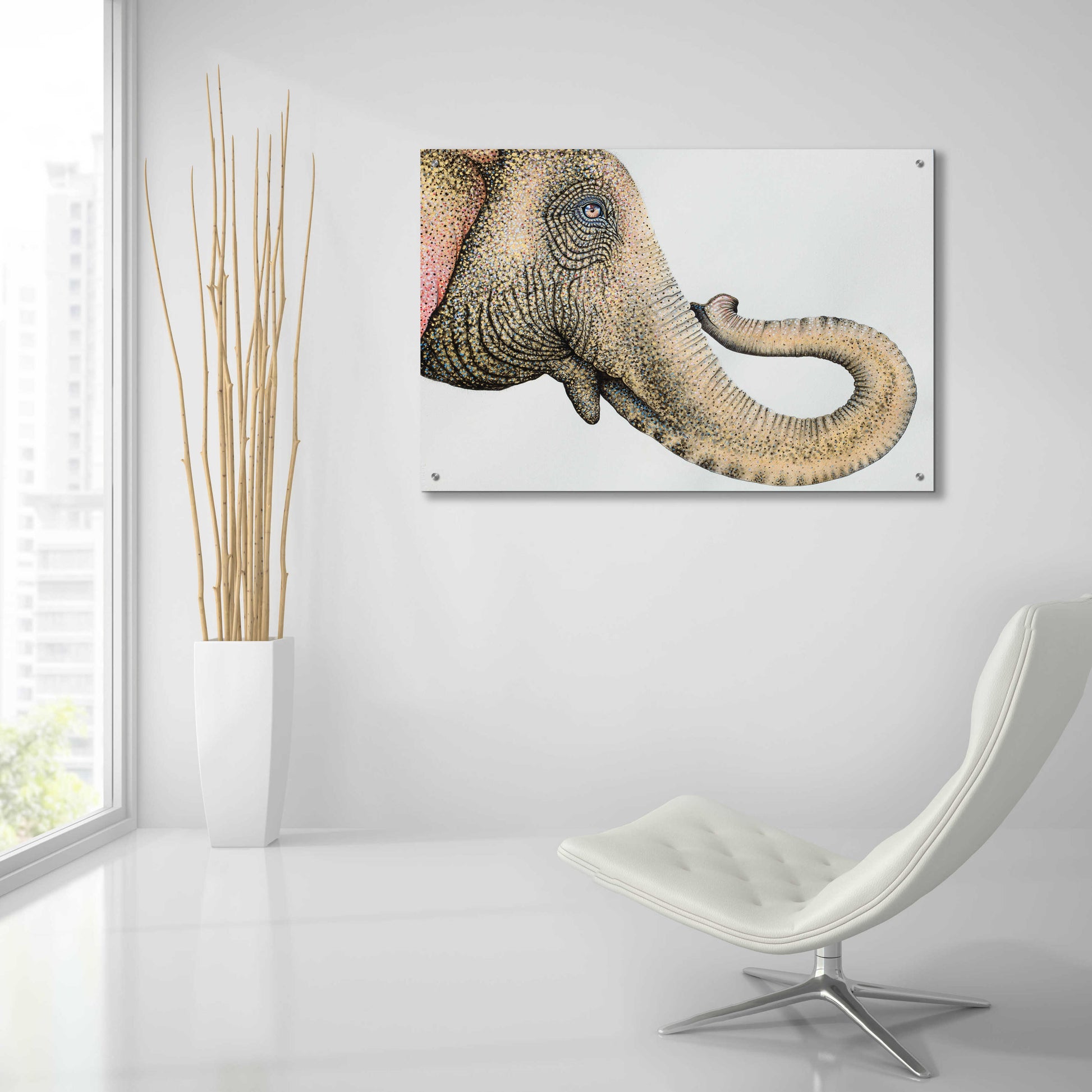 Epic Art 'Spotted Asian Elephant 2' by Michelle Faber, Acrylic Glass Wall Art,36x24