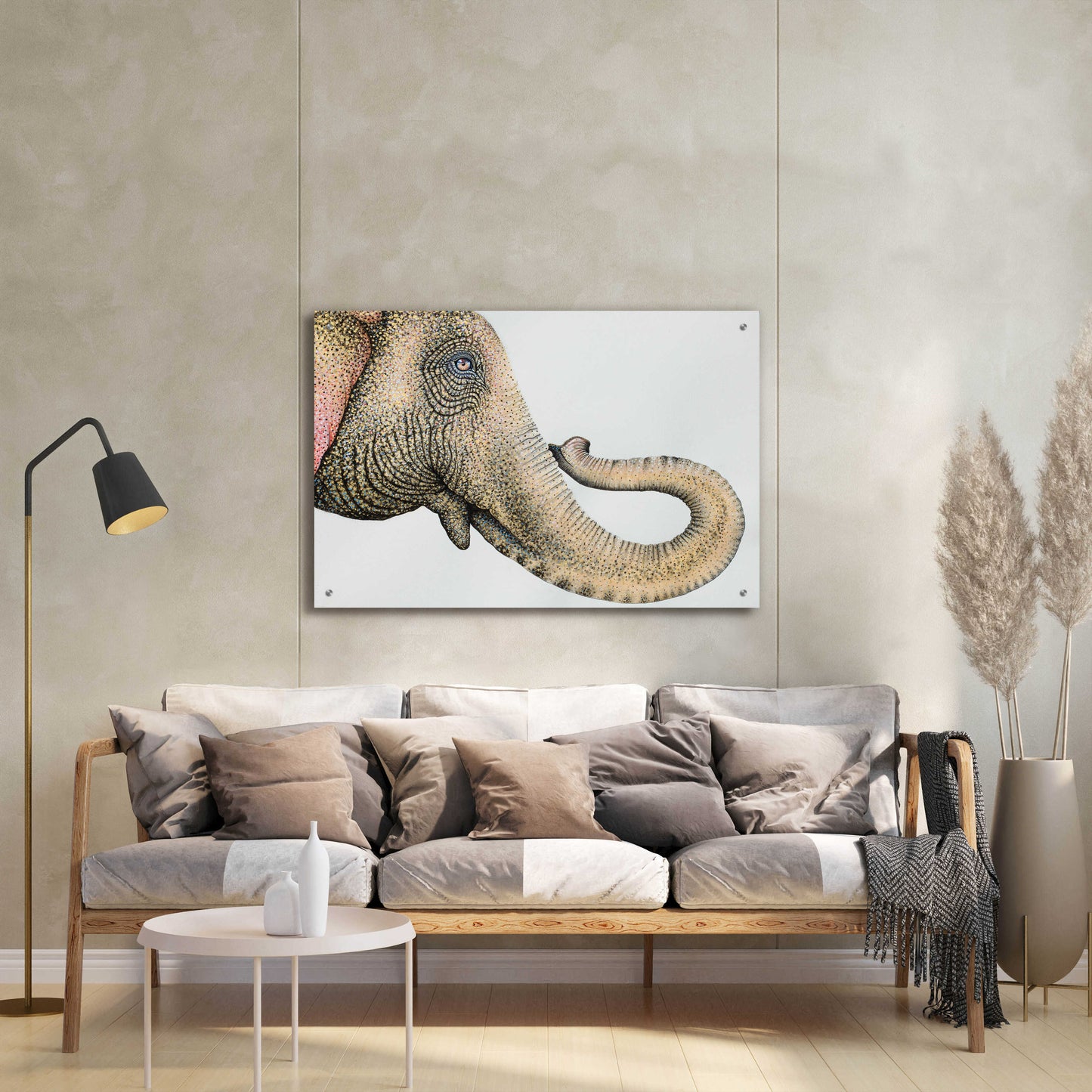 Epic Art 'Spotted Asian Elephant 2' by Michelle Faber, Acrylic Glass Wall Art,36x24