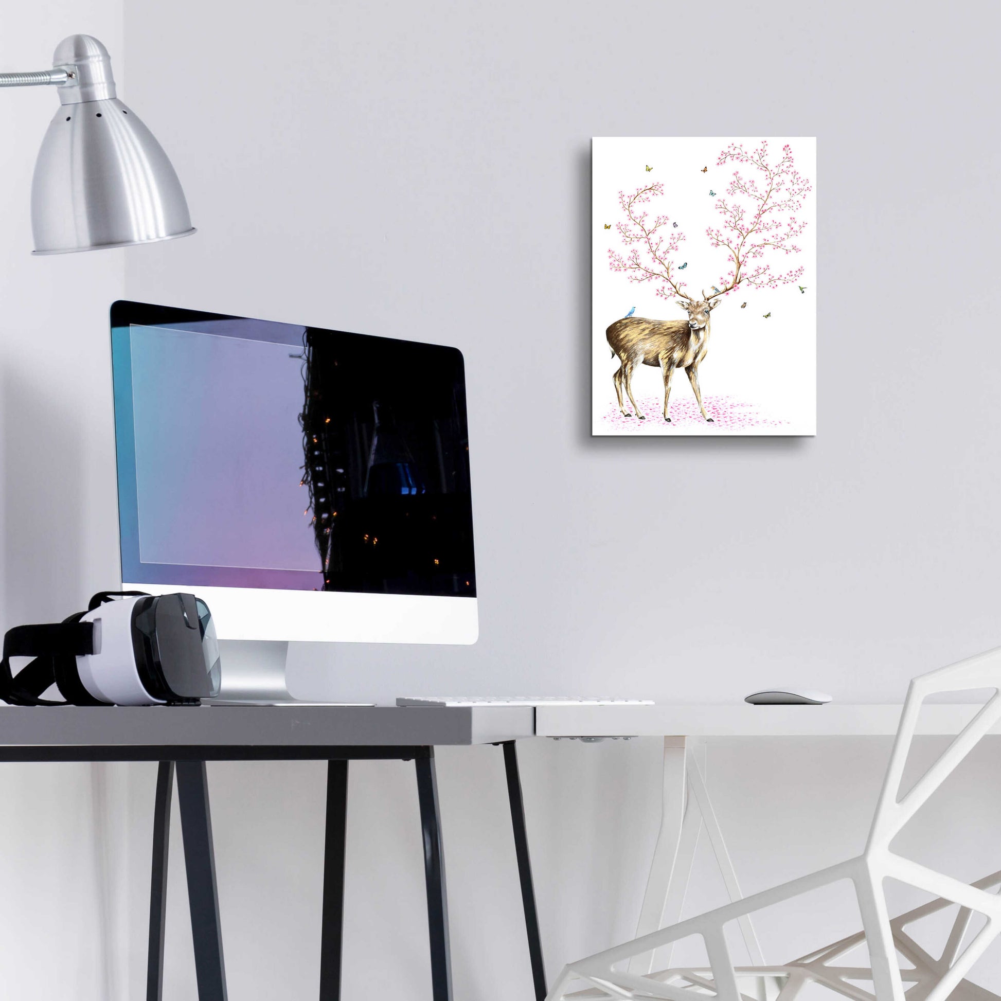 Epic Art 'Cherry Blossom Deer' by Michelle Faber, Acrylic Glass Wall Art,12x16