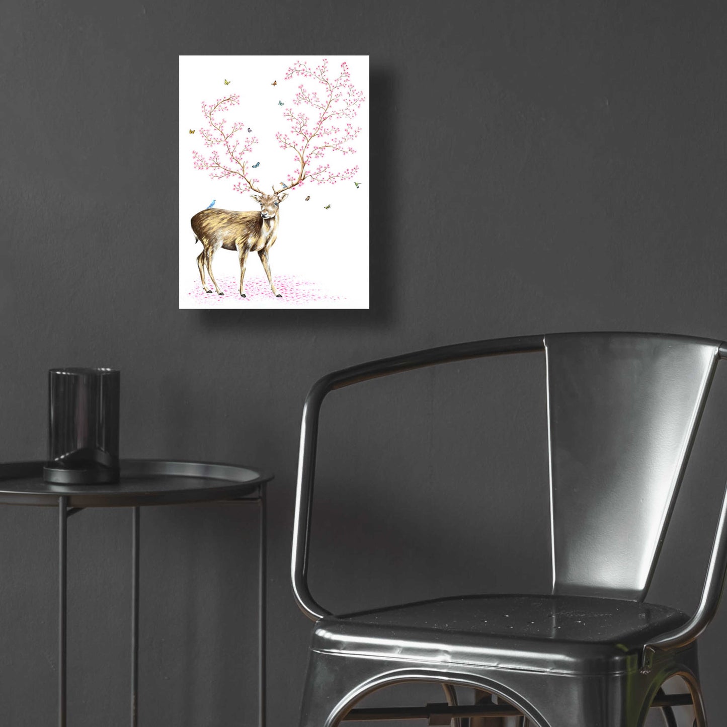 Epic Art 'Cherry Blossom Deer' by Michelle Faber, Acrylic Glass Wall Art,12x16