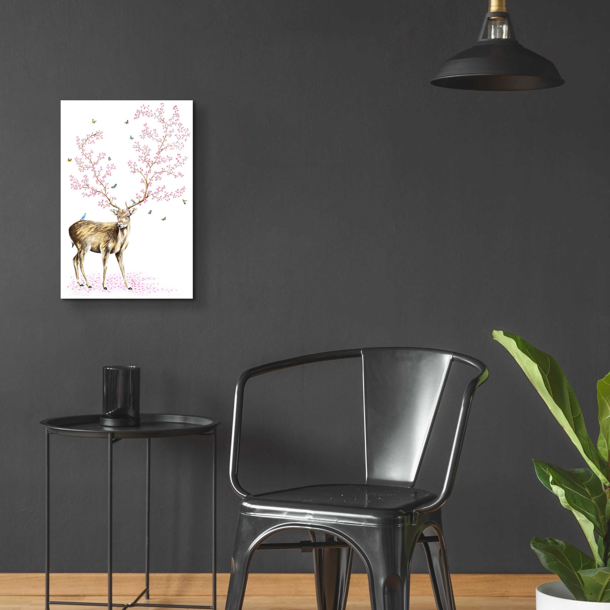 Epic Art 'Cherry Blossom Deer' by Michelle Faber, Acrylic Glass Wall Art,16x24