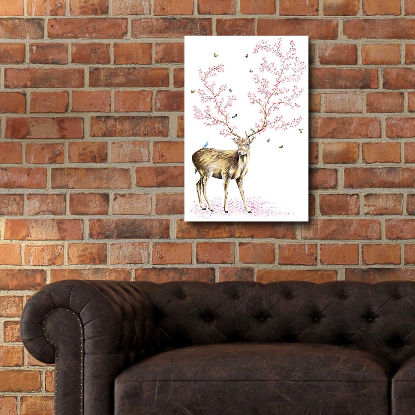 Epic Art 'Cherry Blossom Deer' by Michelle Faber, Acrylic Glass Wall Art,16x24