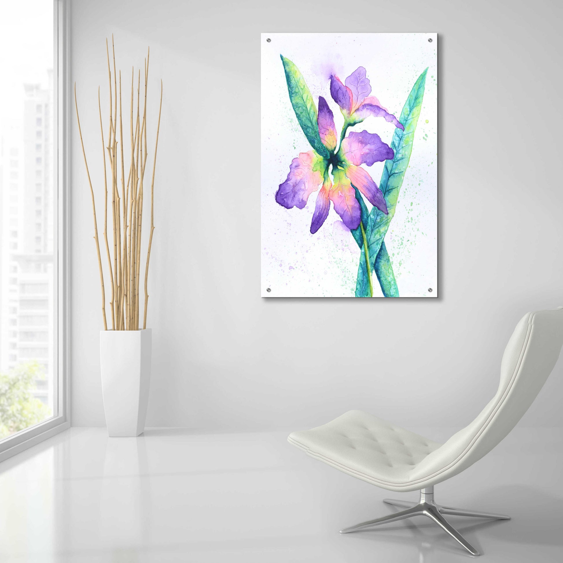 Epic Art 'Purple Orchid' by Michelle Faber, Acrylic Glass Wall Art,24x36