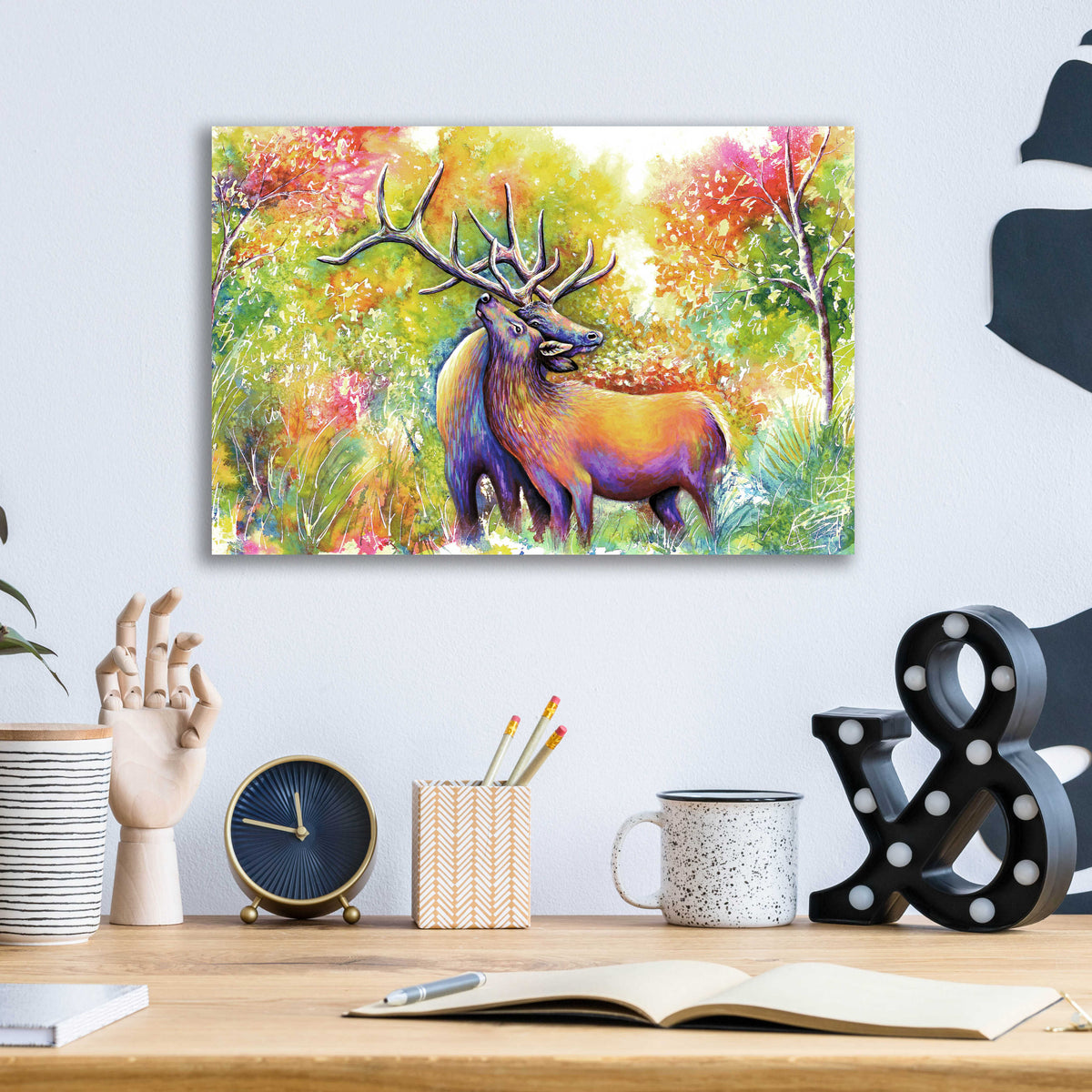 Epic Art 'Elk Love' by Michelle Faber, Acrylic Glass Wall Art,16x12