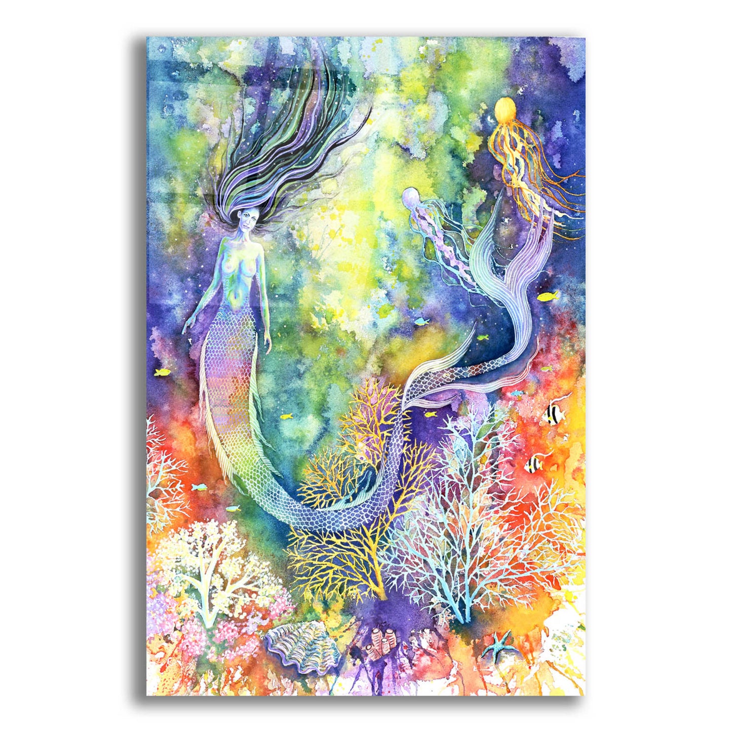 Epic Art 'Mermaid' by Michelle Faber, Acrylic Glass Wall Art,16x24