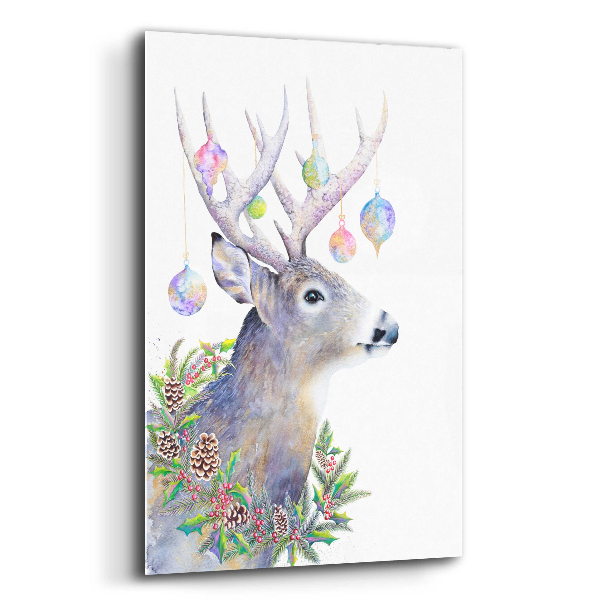 Epic Art 'Holiday Deer' by Michelle Faber, Acrylic Glass Wall Art,12x16