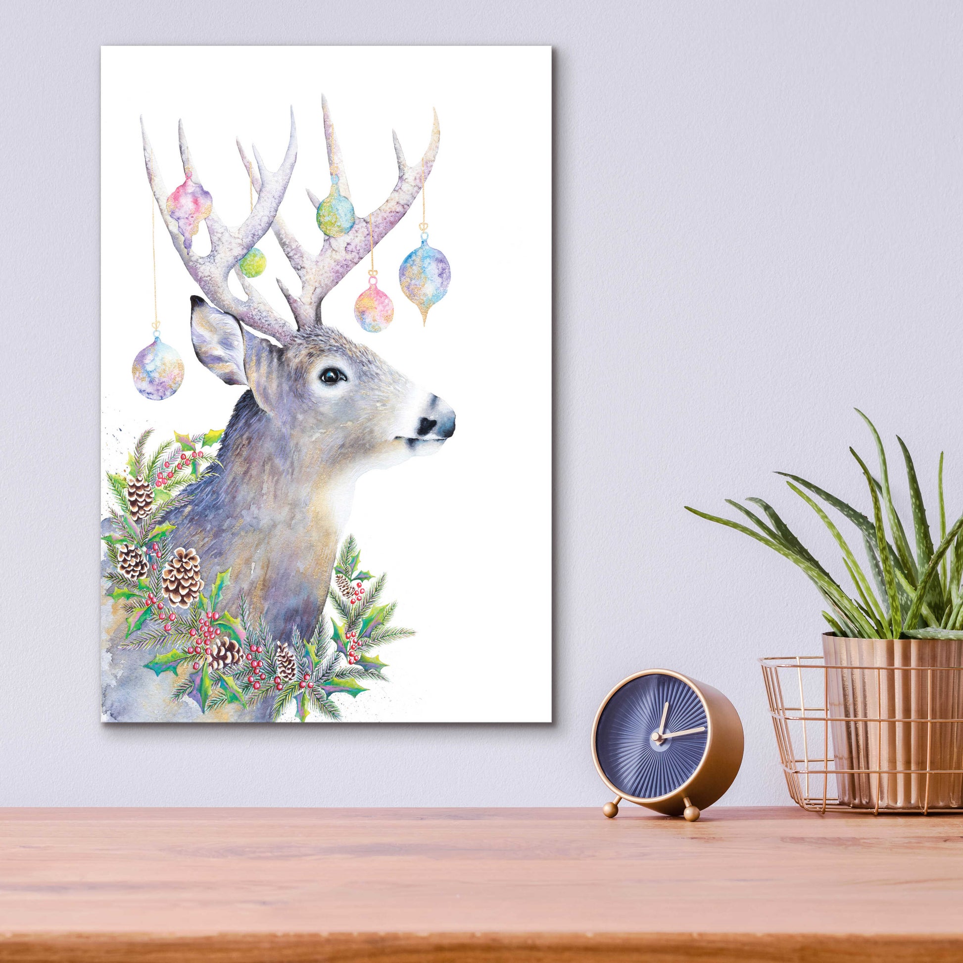 Epic Art 'Holiday Deer' by Michelle Faber, Acrylic Glass Wall Art,12x16