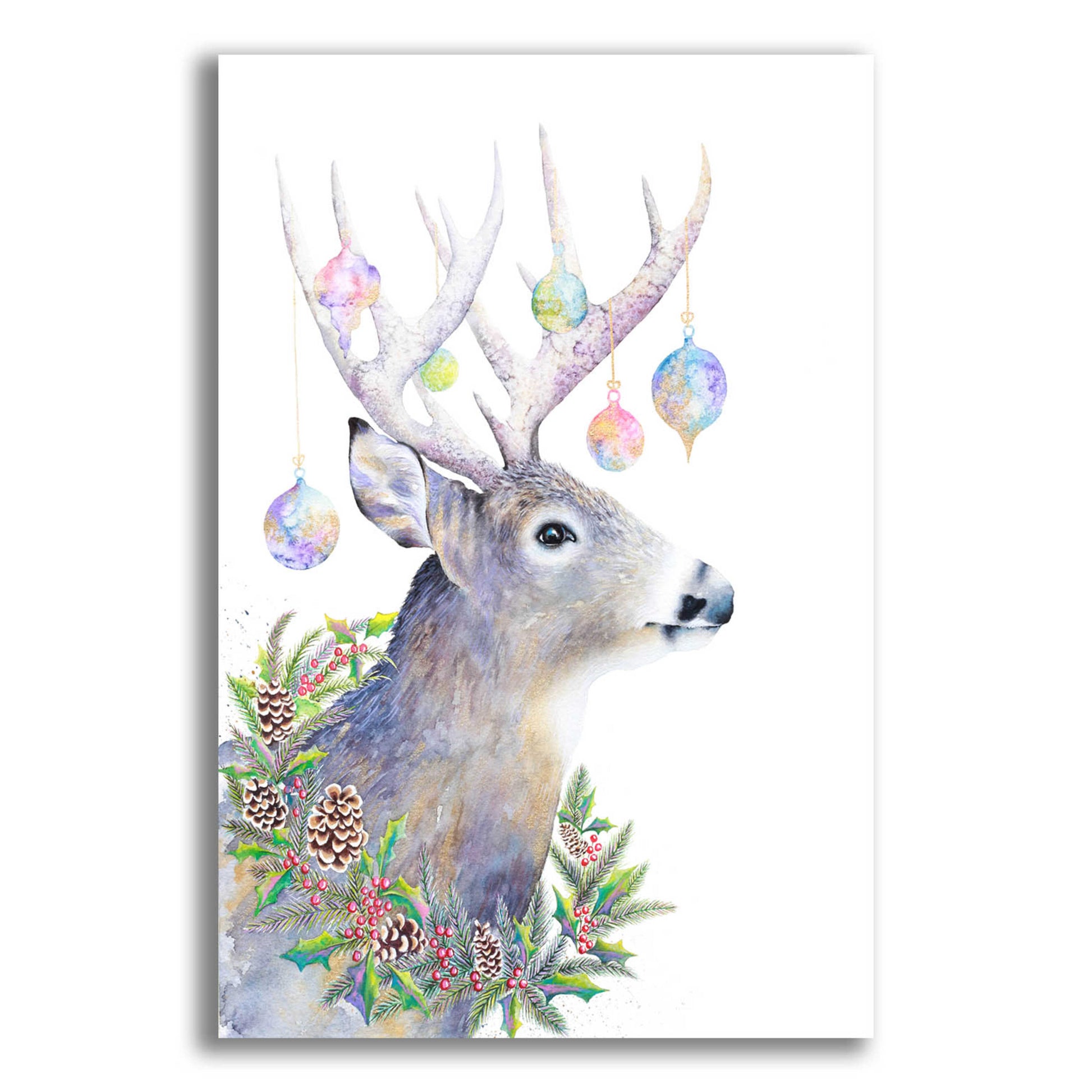 Epic Art 'Holiday Deer' by Michelle Faber, Acrylic Glass Wall Art,12x16