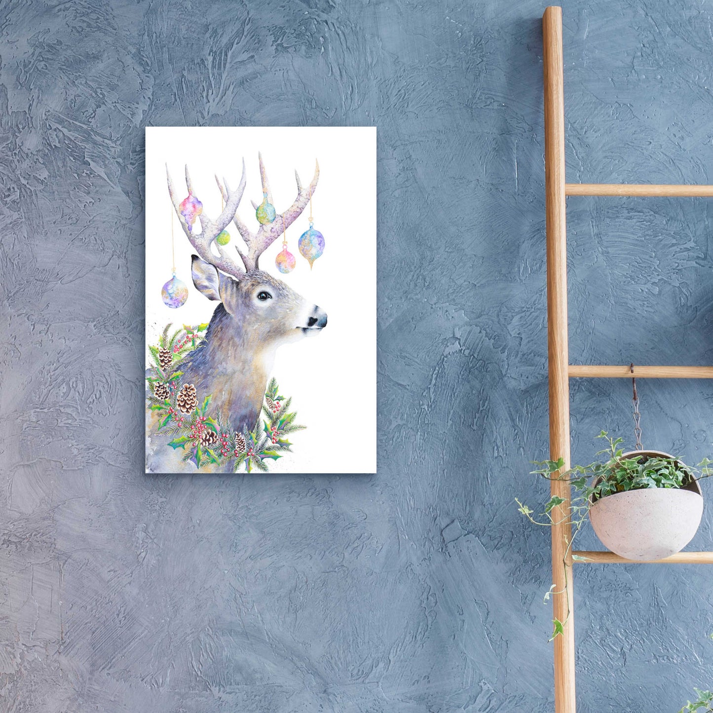 Epic Art 'Holiday Deer' by Michelle Faber, Acrylic Glass Wall Art,16x24