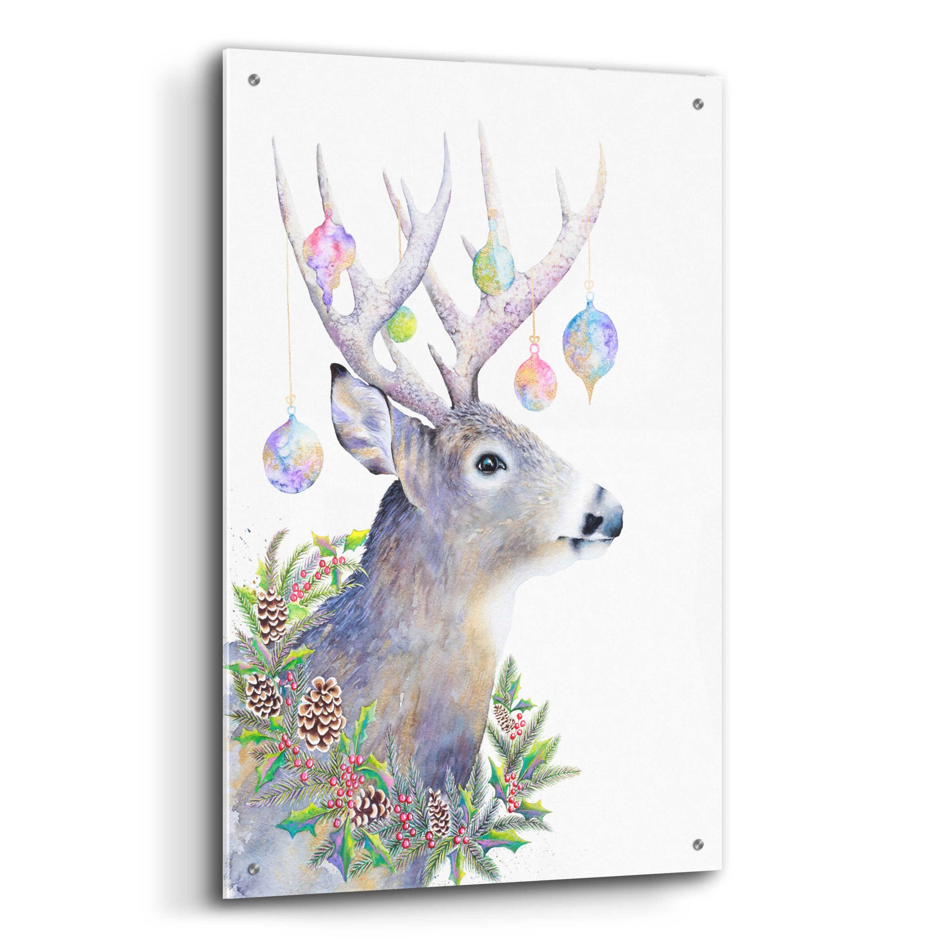 Epic Art 'Holiday Deer' by Michelle Faber, Acrylic Glass Wall Art,24x36