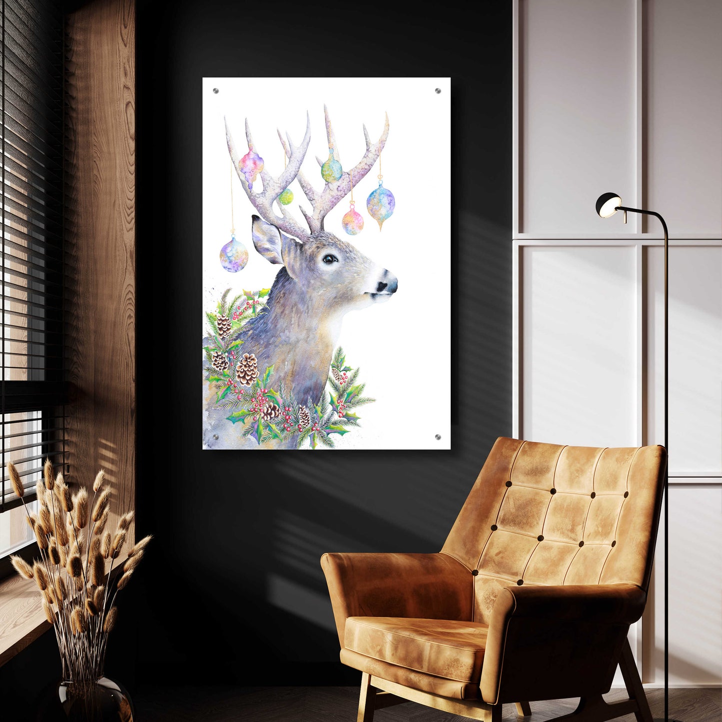 Epic Art 'Holiday Deer' by Michelle Faber, Acrylic Glass Wall Art,24x36