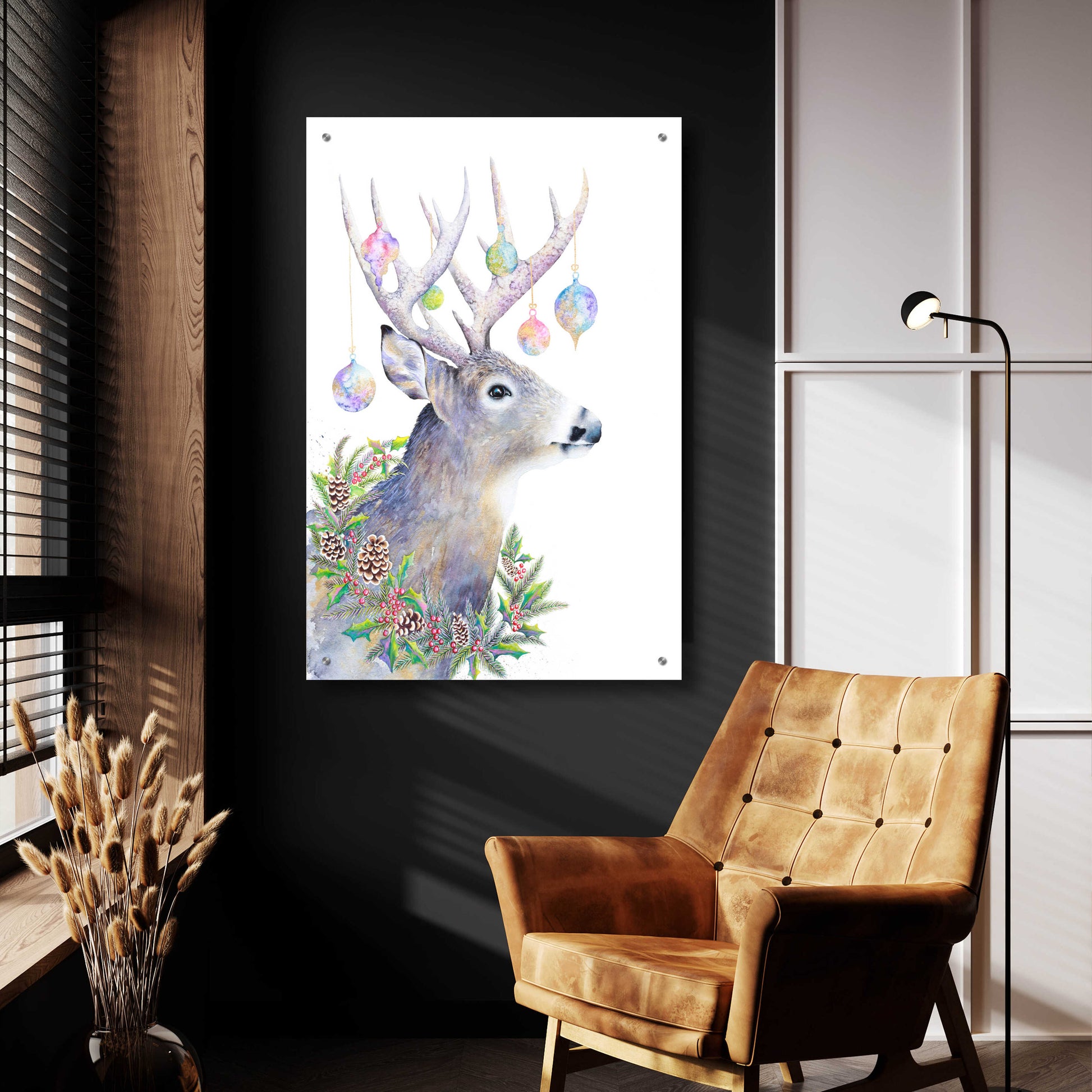 Epic Art 'Holiday Deer' by Michelle Faber, Acrylic Glass Wall Art,24x36