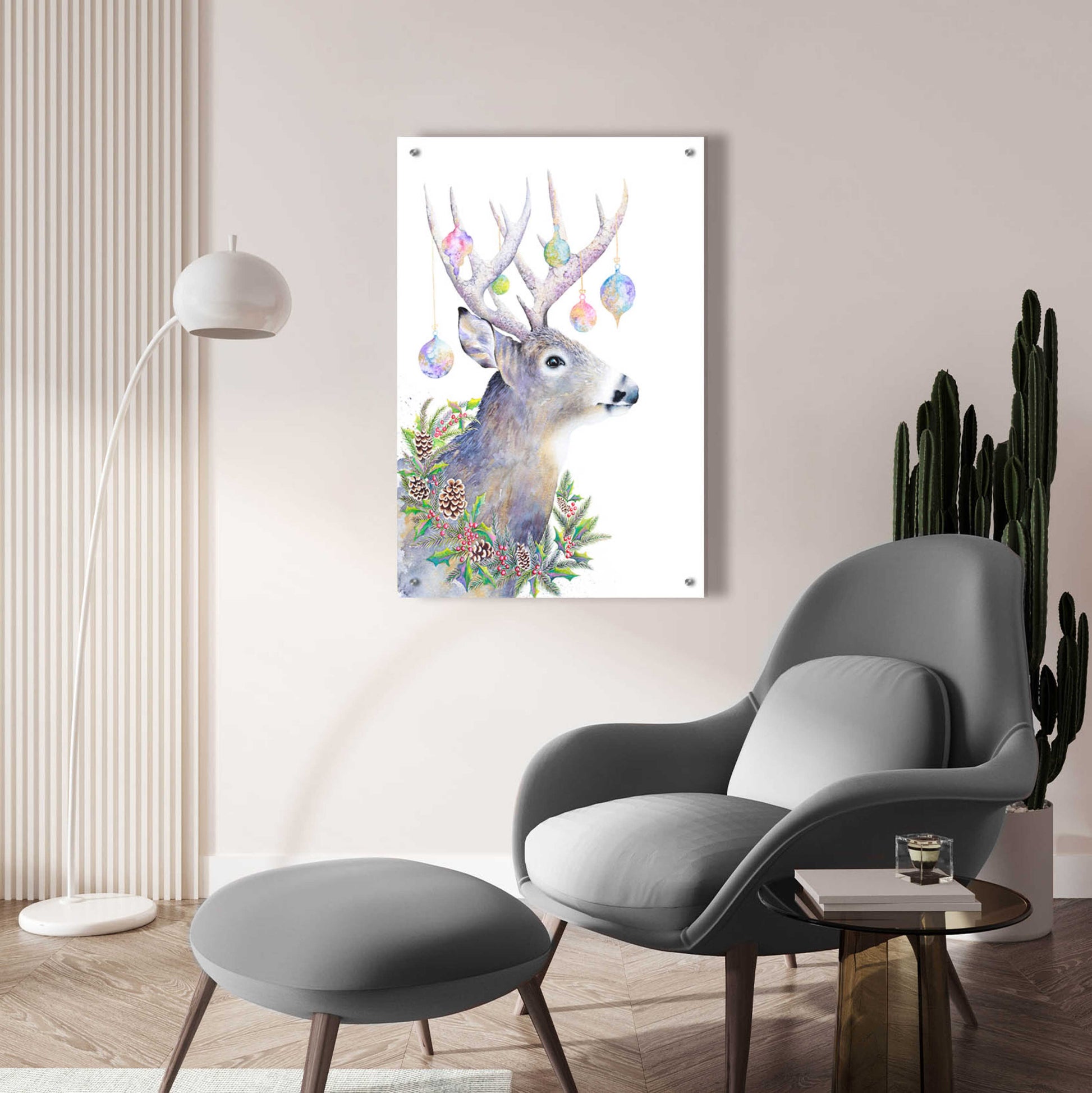 Epic Art 'Holiday Deer' by Michelle Faber, Acrylic Glass Wall Art,24x36