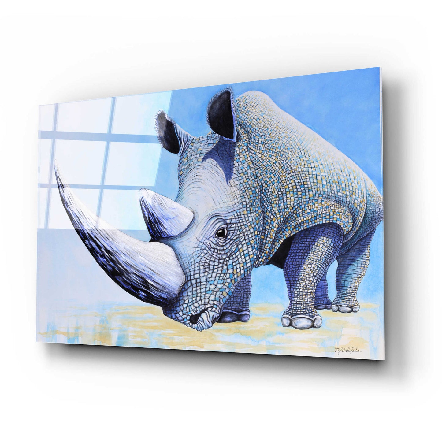 Epic Art 'Rhino' by Michelle Faber, Acrylic Glass Wall Art,24x16